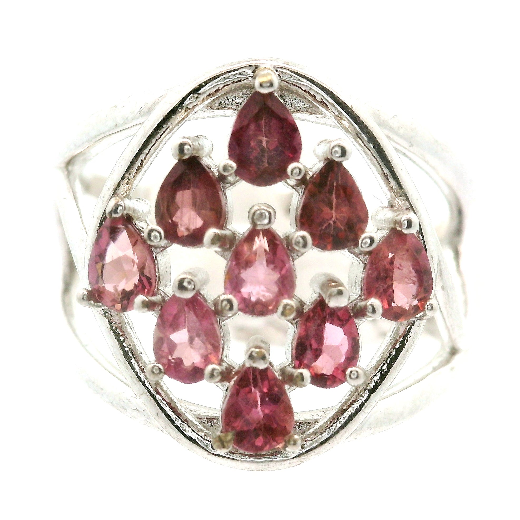 9 Stone Crystal Chandelier Cuff Ring .925 Silver for Healing, Intention Setting and Manifesting your Desires