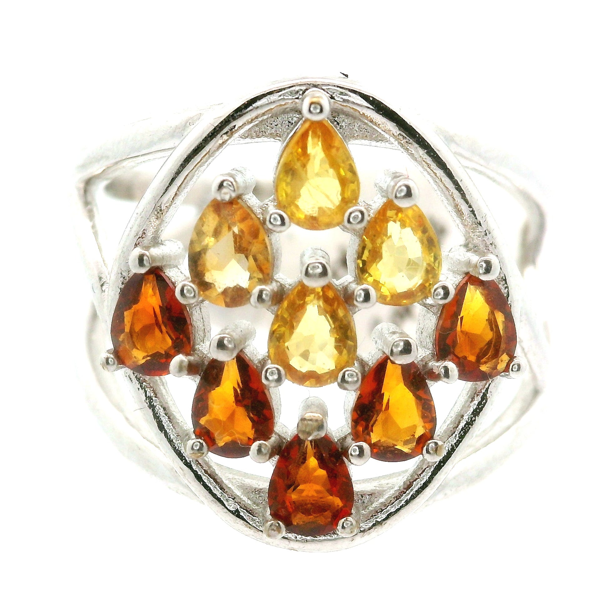 9 Stone Crystal Chandelier Cuff Ring .925 Silver for Healing, Intention Setting and Manifesting your Desires