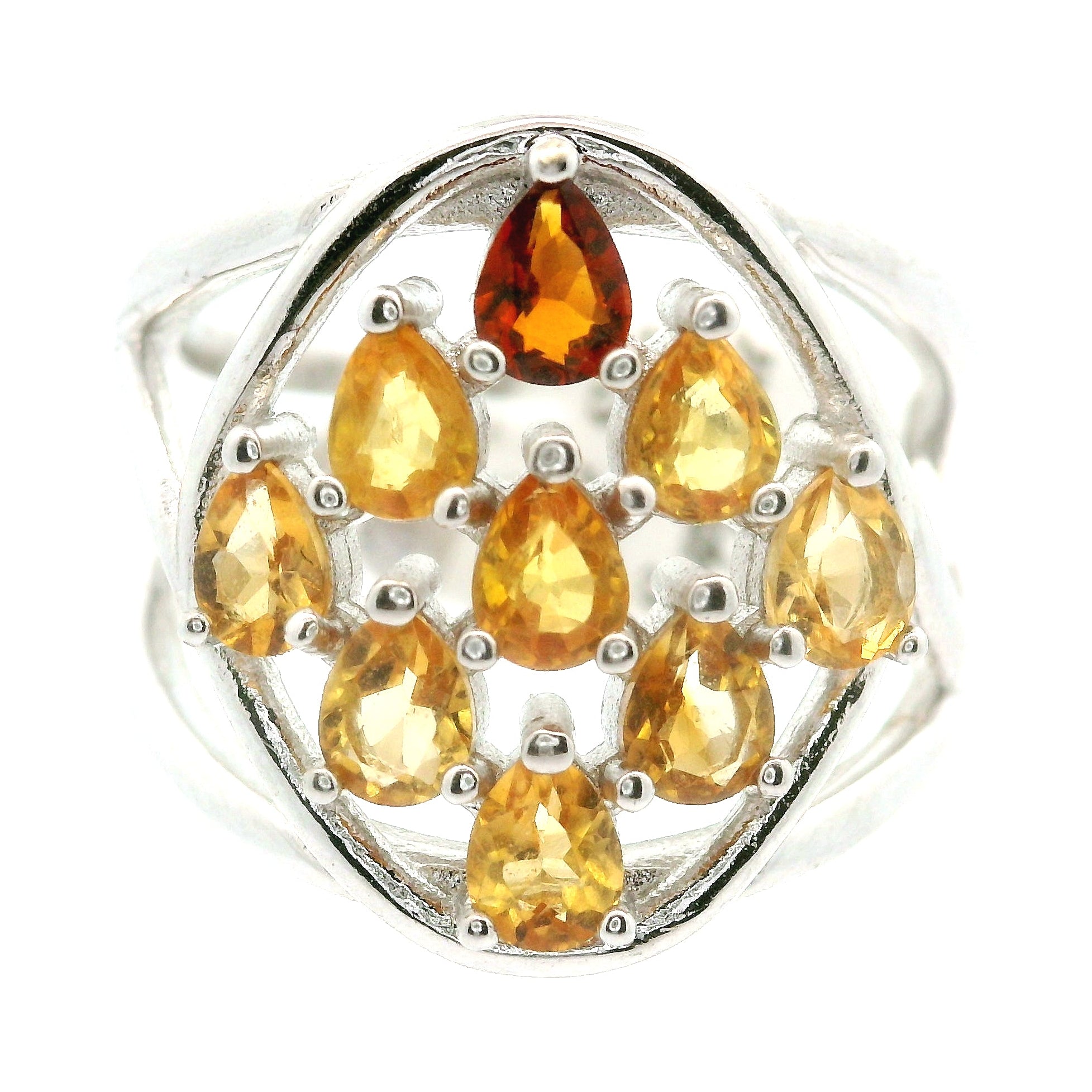 9 Stone Crystal Chandelier Cuff Ring .925 Silver for Healing, Intention Setting and Manifesting your Desires