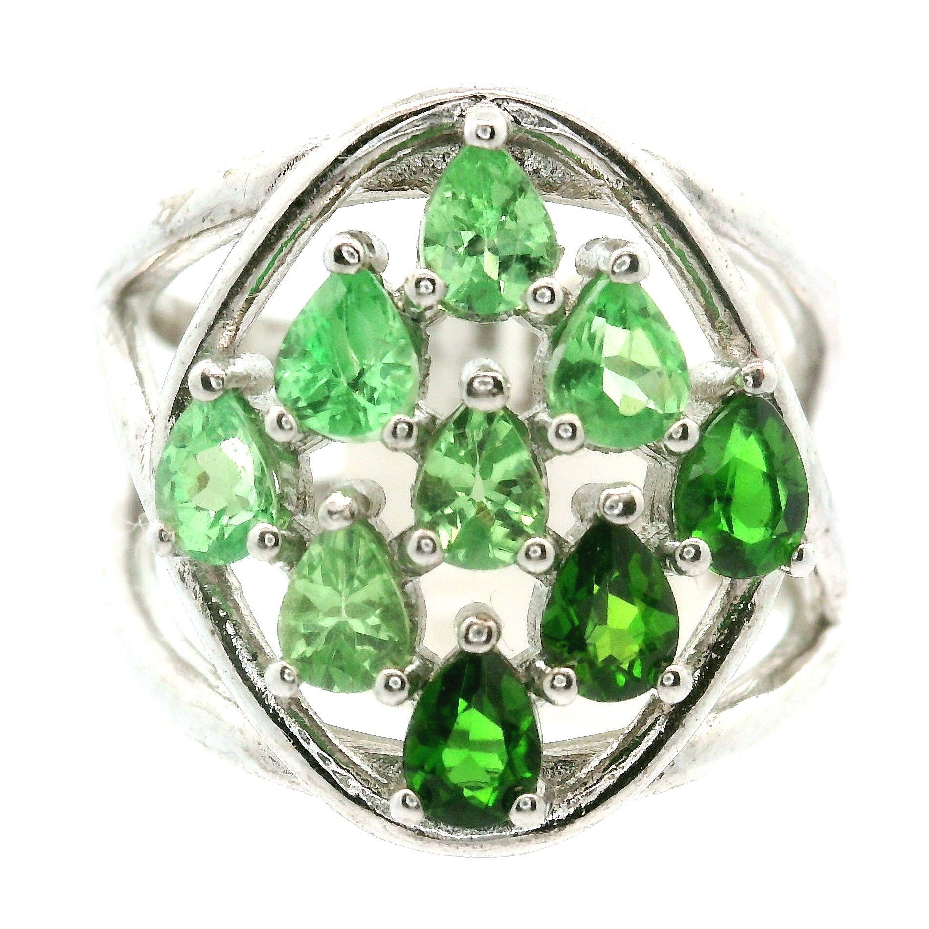 9 Stone Crystal Chandelier Cuff Ring .925 Silver for Healing, Intention Setting and Manifesting your Desires