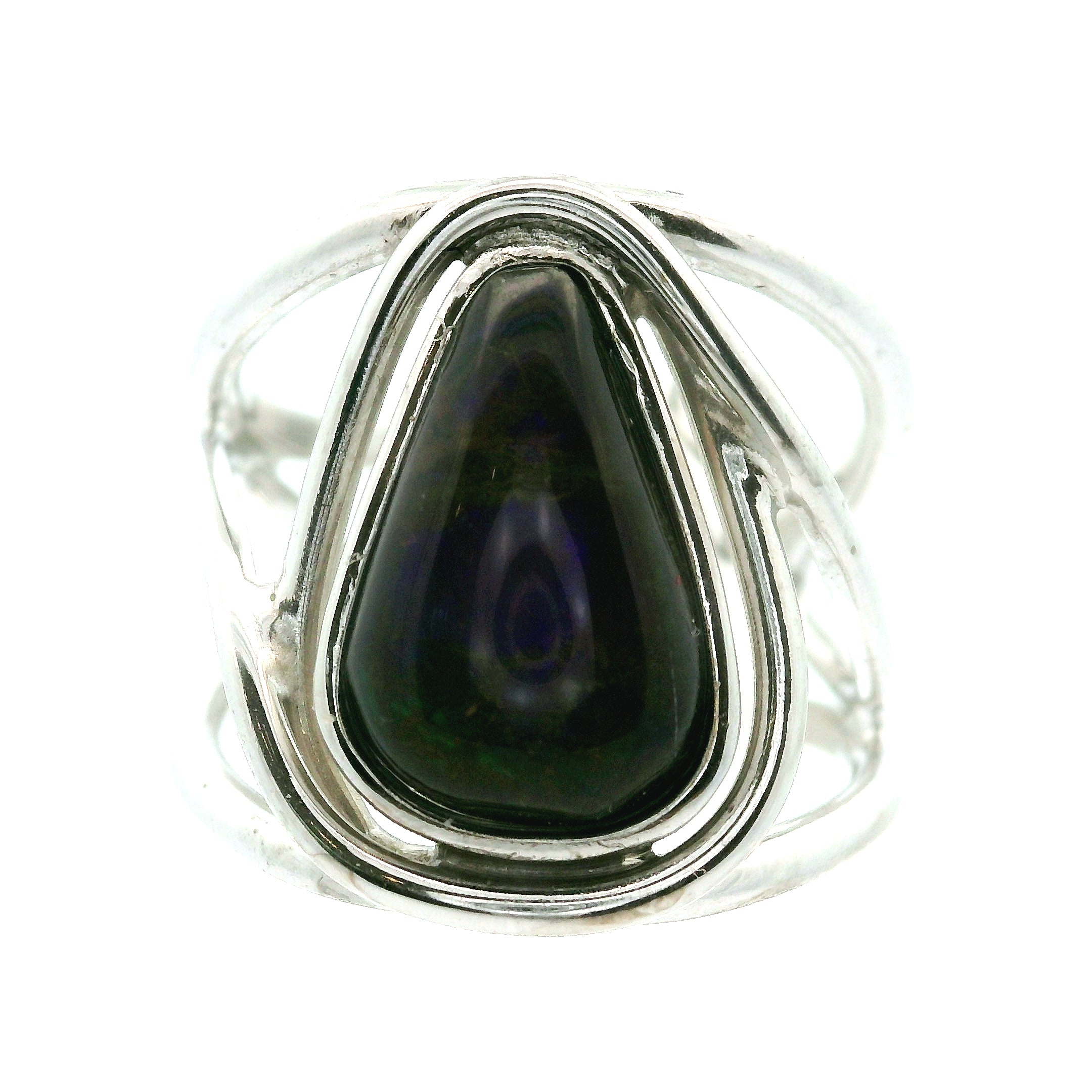 Ammolite Adjustable Cuff Ring .925 Silver for Transformation and Boosting your Life Force Energy