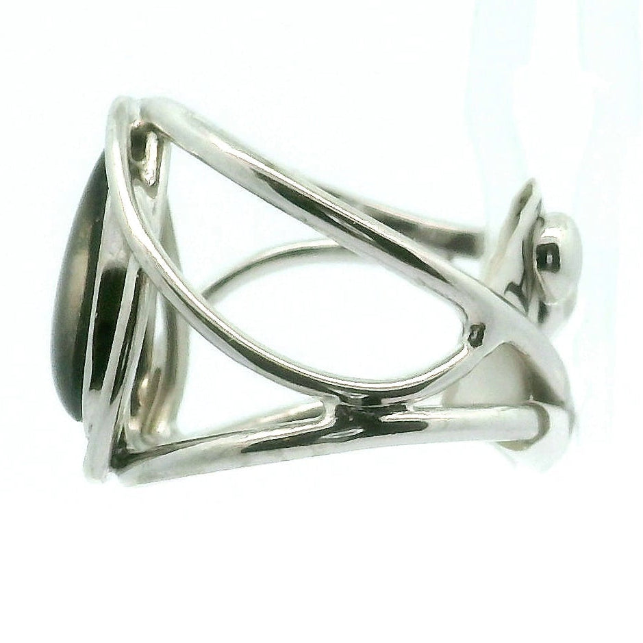 Ammolite Adjustable Cuff Ring .925 Silver for Transformation and Boosting your Life Force Energy
