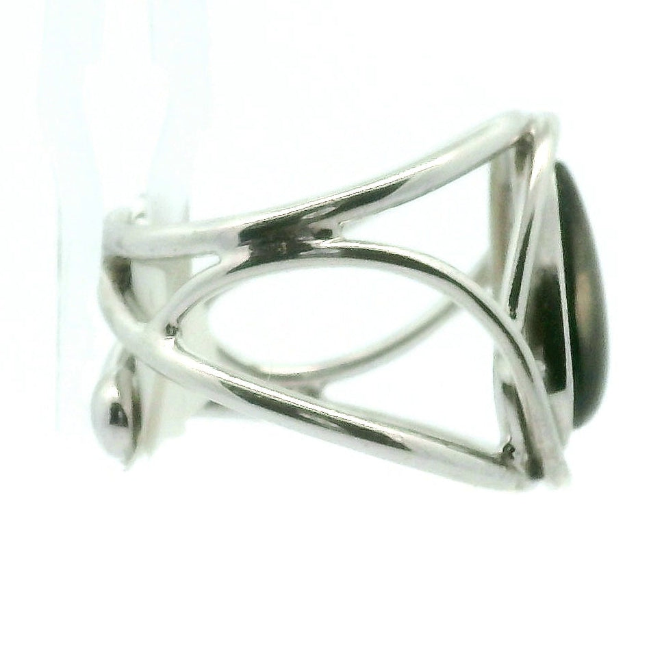 Ammolite Adjustable Cuff Ring .925 Silver for Transformation and Boosting your Life Force Energy