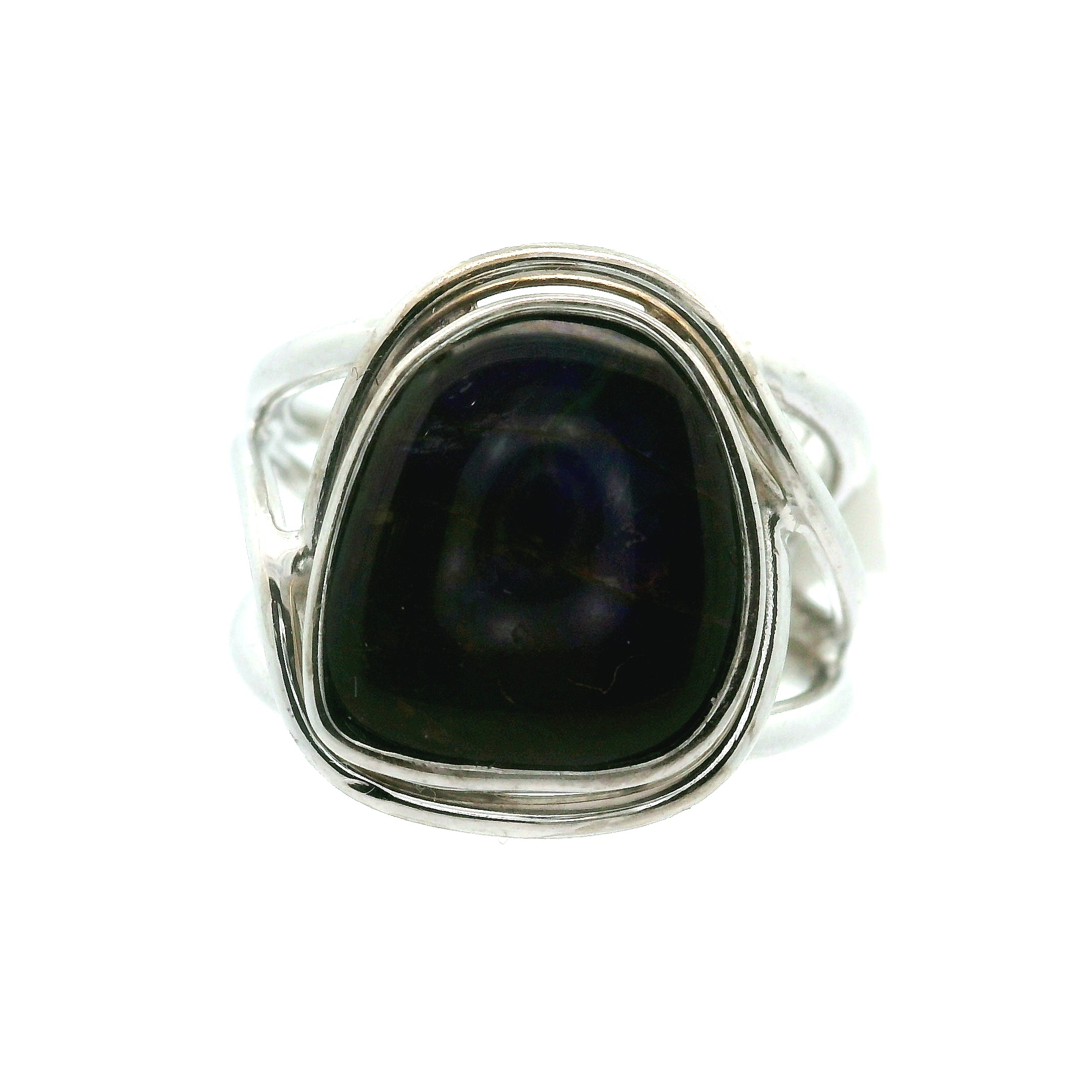 Ammolite Adjustable Cuff Ring .925 Silver for Transformation and Boosting your Life Force Energy