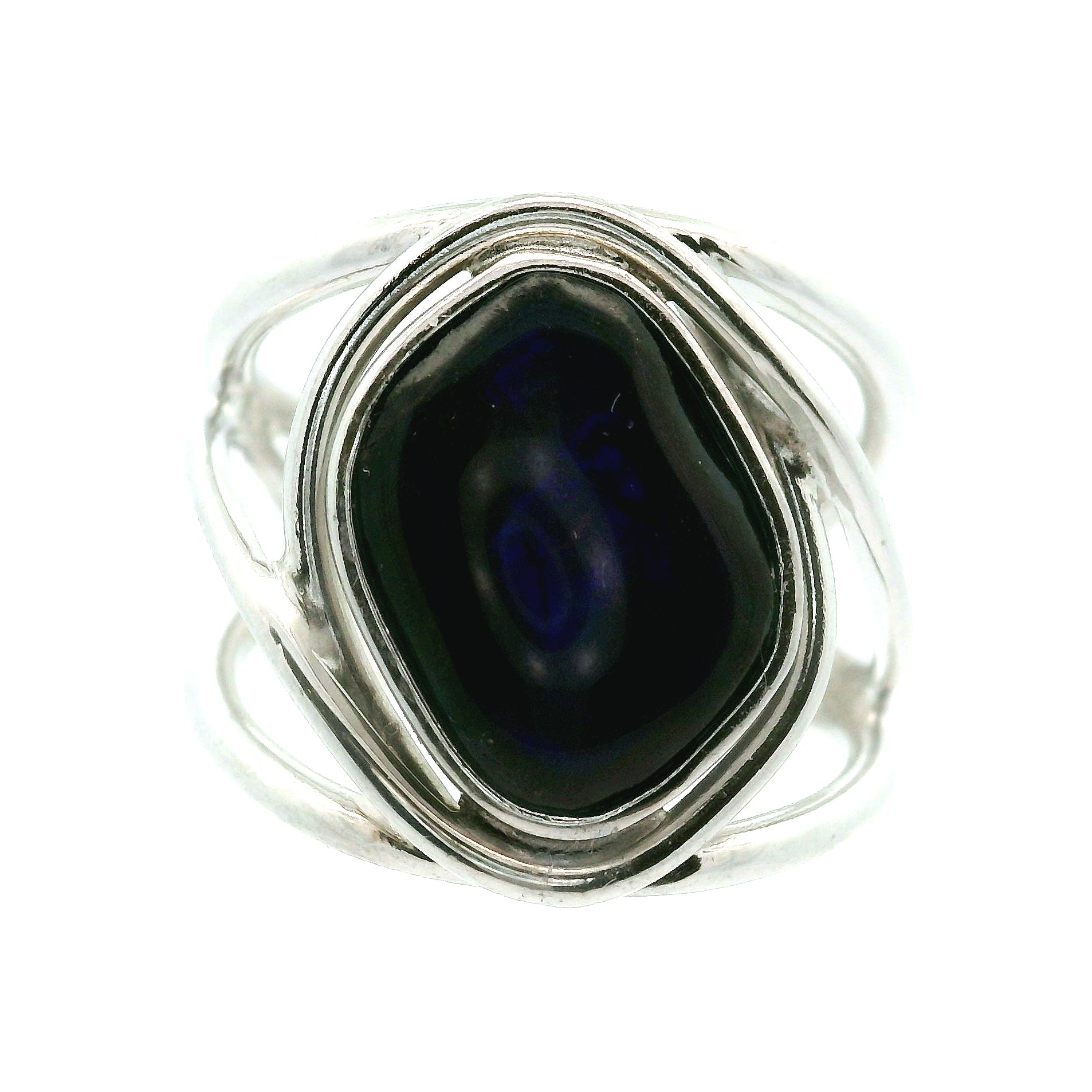 Ammolite Adjustable Cuff Ring .925 Silver for Transformation and Boosting your Life Force Energy