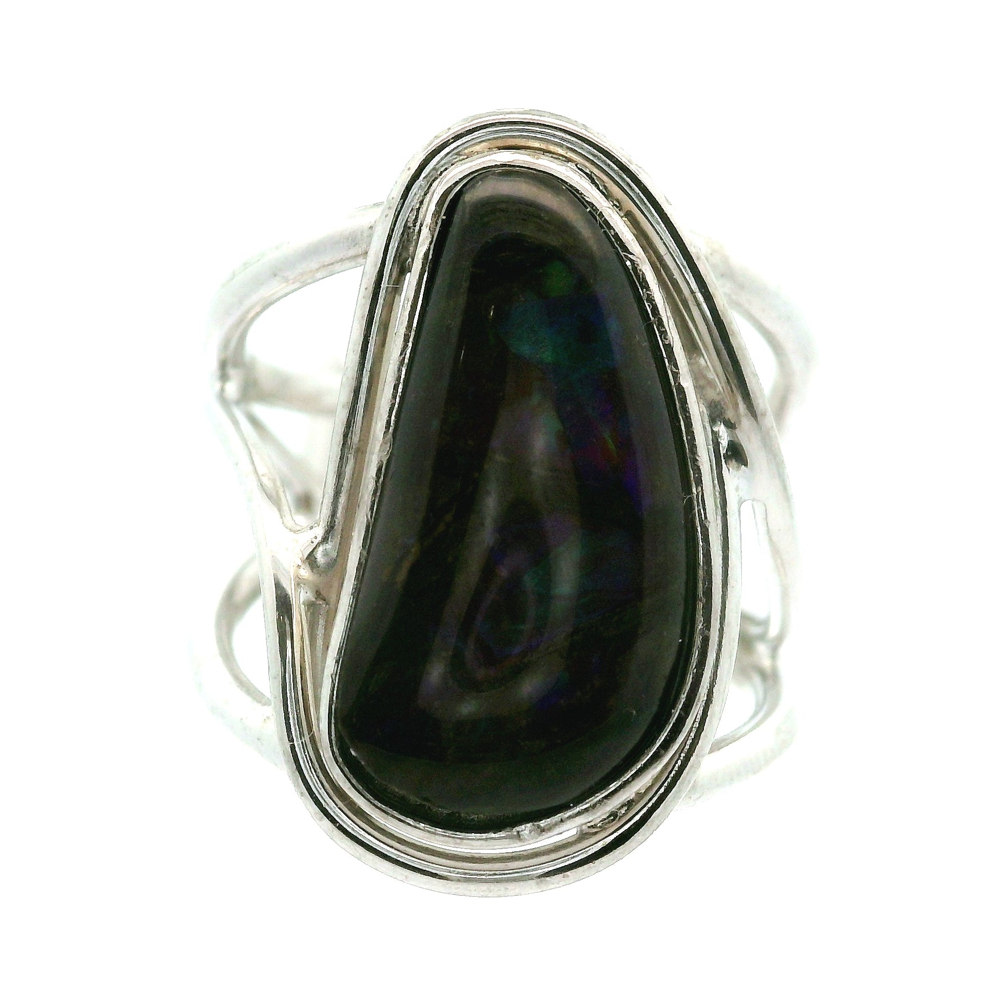Ammolite Adjustable Cuff Ring .925 Silver for Transformation and Boosting your Life Force Energy