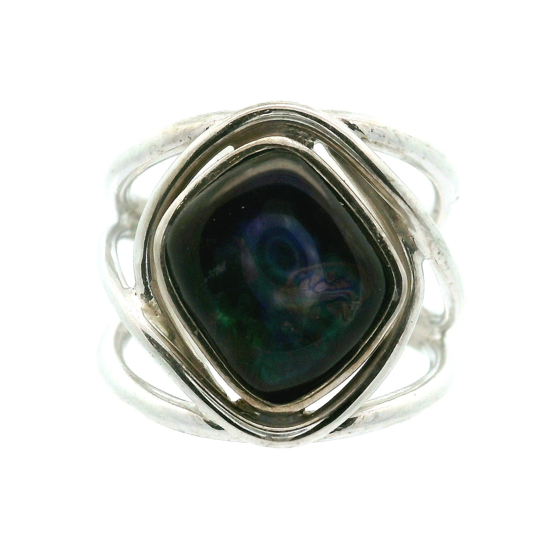 Ammolite Adjustable Cuff Ring .925 Silver for Transformation and Boosting your Life Force Energy