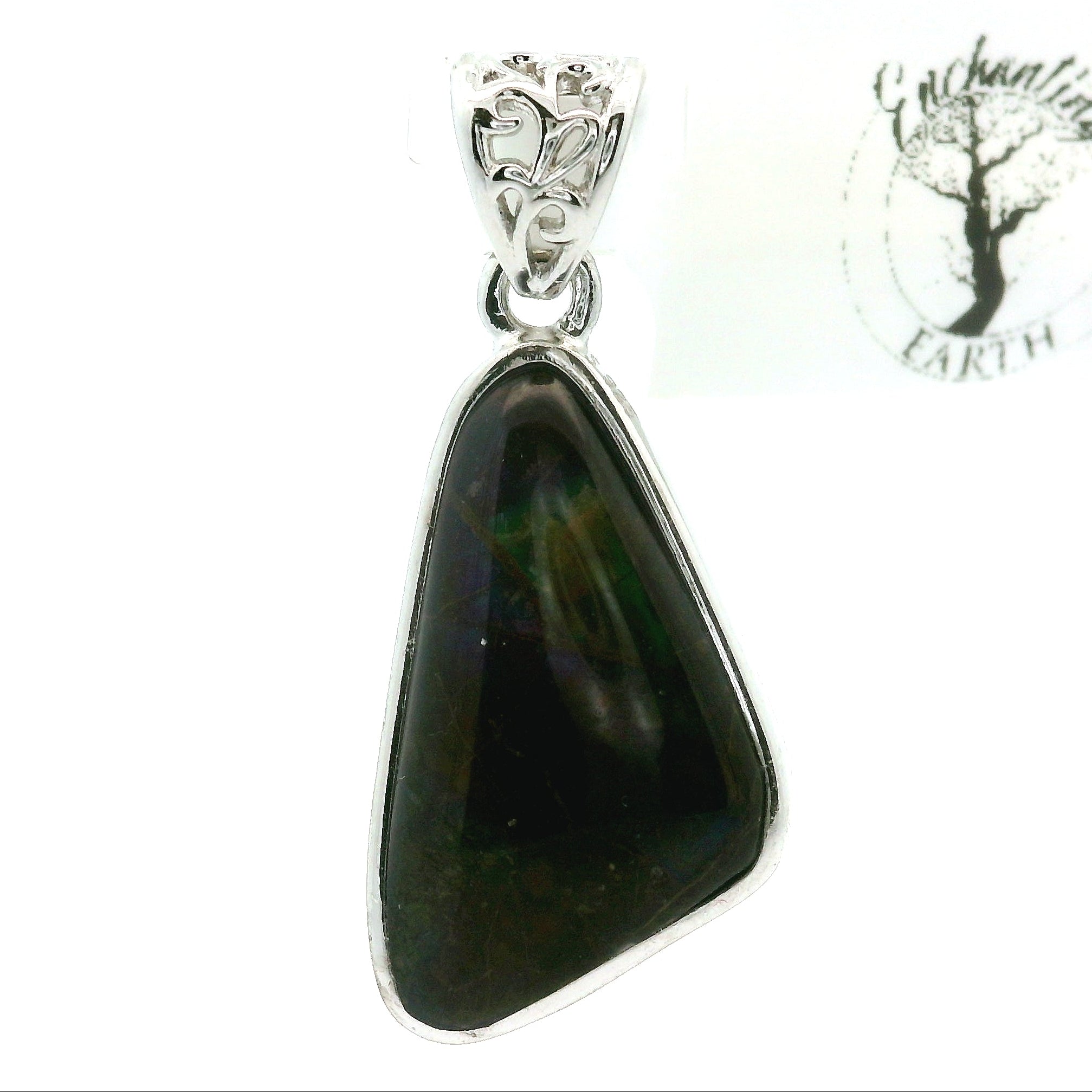 Ammolite Pendant .925 Silver for Transformation and Boosting your Life Force Energy