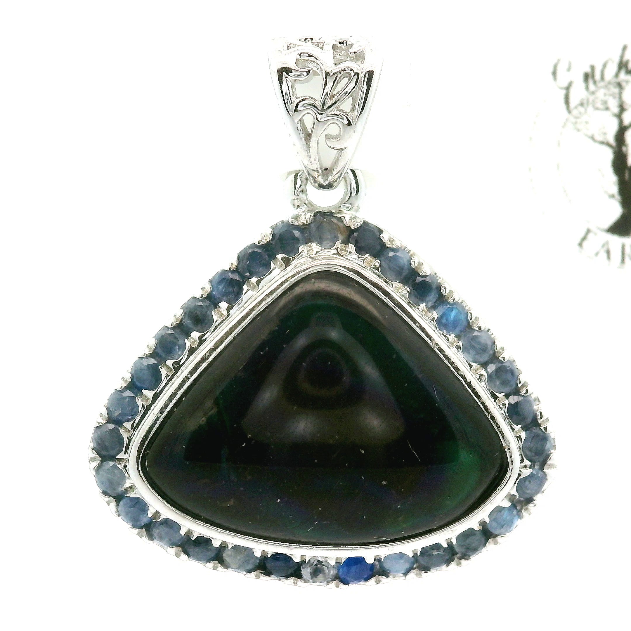 Ammolite Pavé Pendant .925 Silver for Transformation and Boosting your Life Force Energy