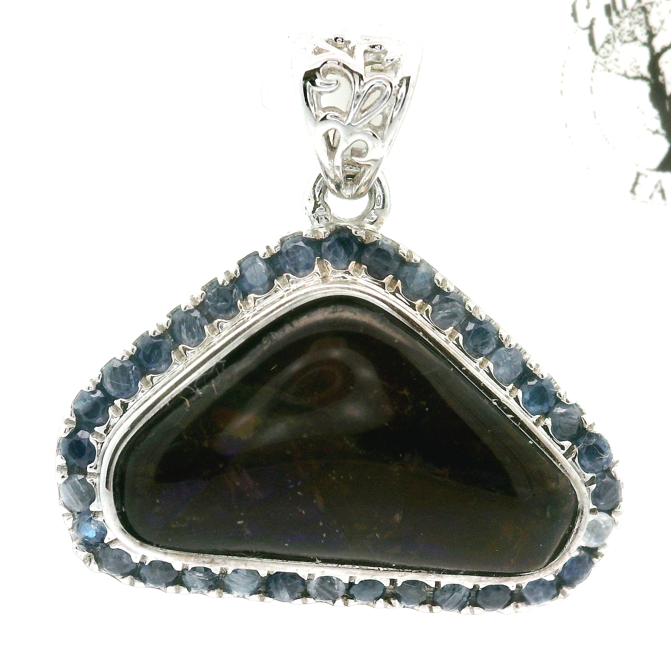 Ammolite Pavé Pendant .925 Silver for Transformation and Boosting your Life Force Energy