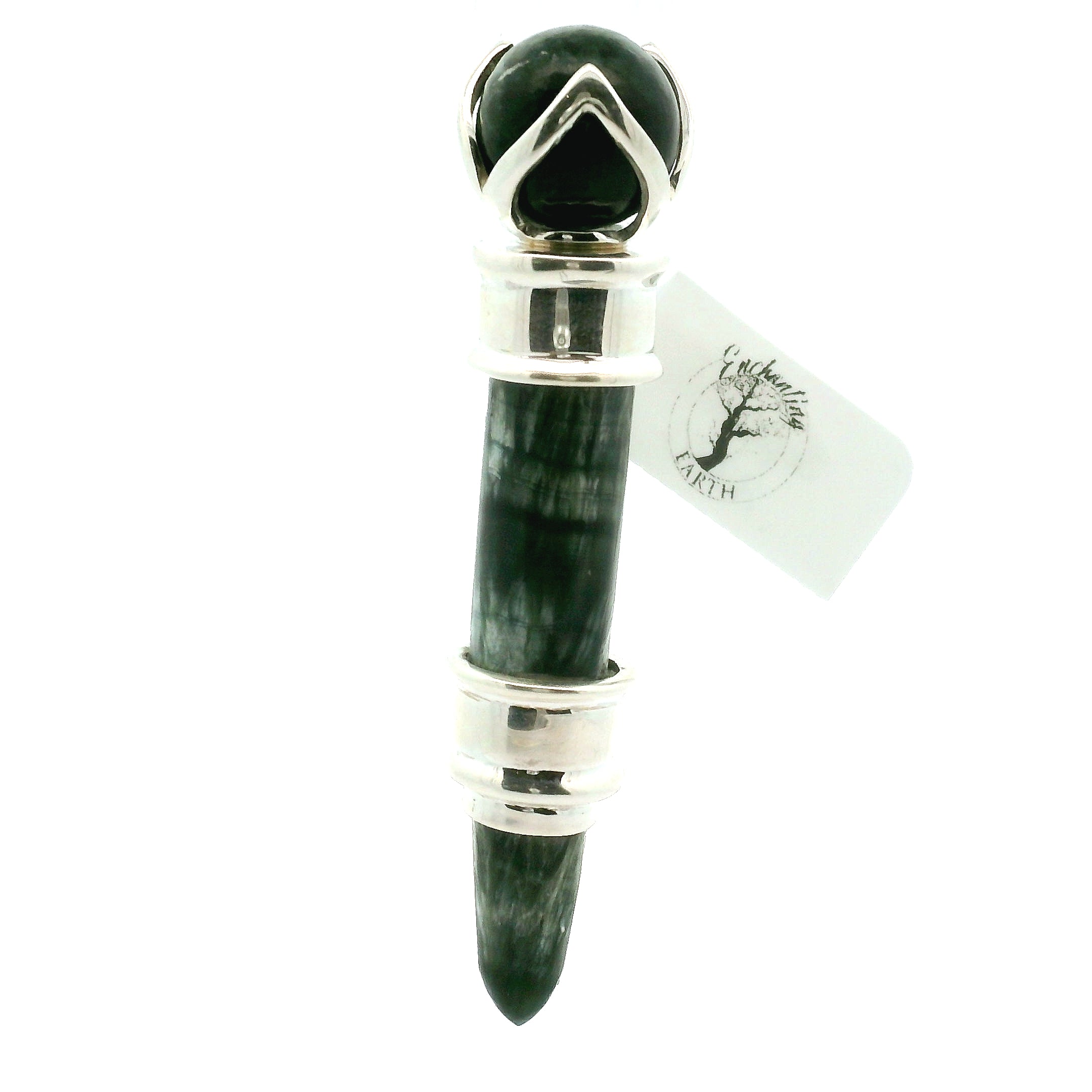 Seraphinite Wandlet .925 Silver for Spiritual Advancement, Healing and Harmony