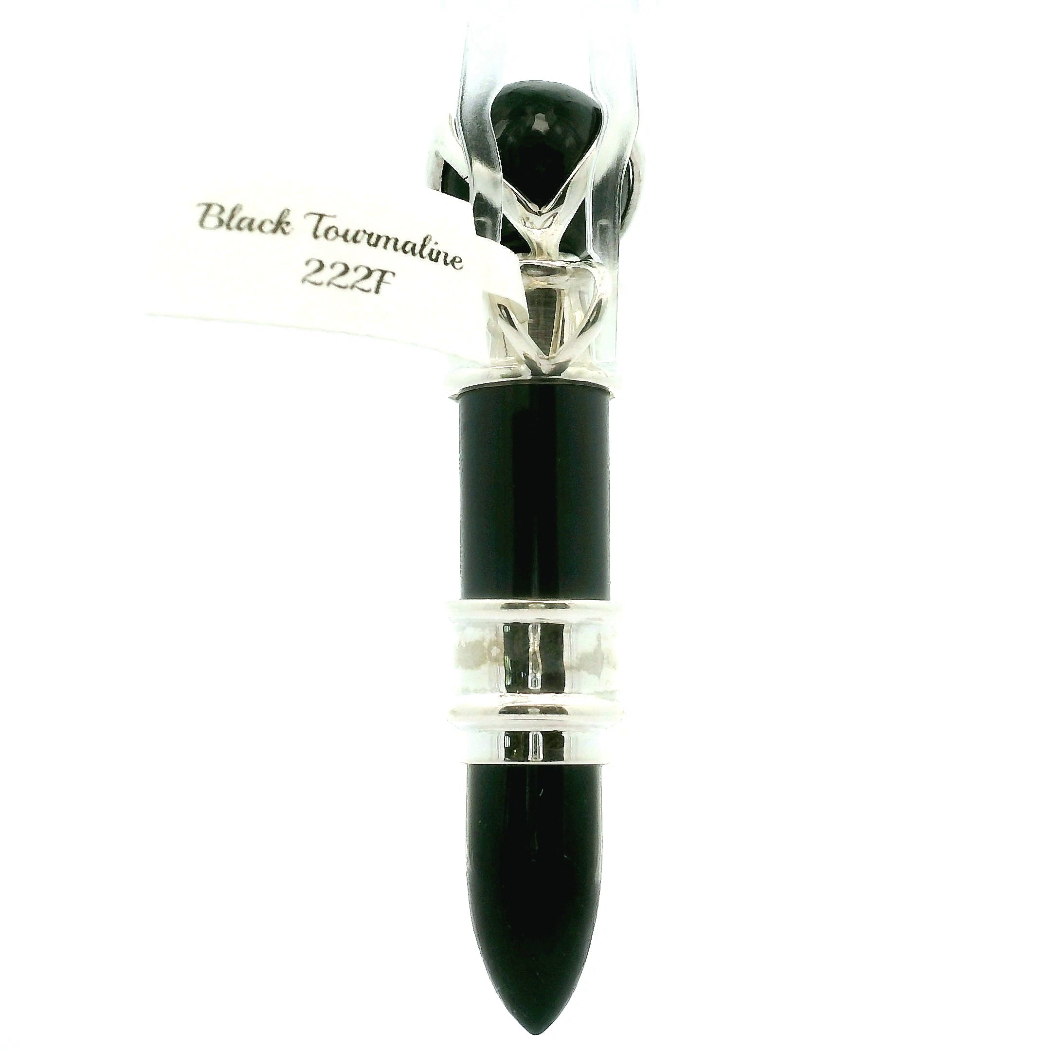 Black Tourmaline Wandlet .925 Silver for Protection and Energetic Purification