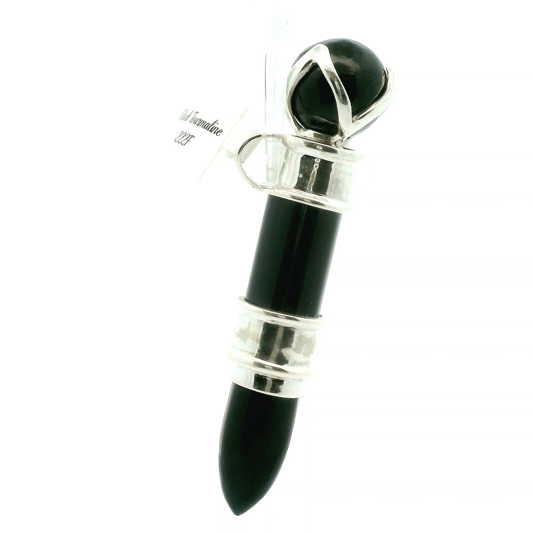 Black Tourmaline Wandlet .925 Silver for Protection and Energetic Purification