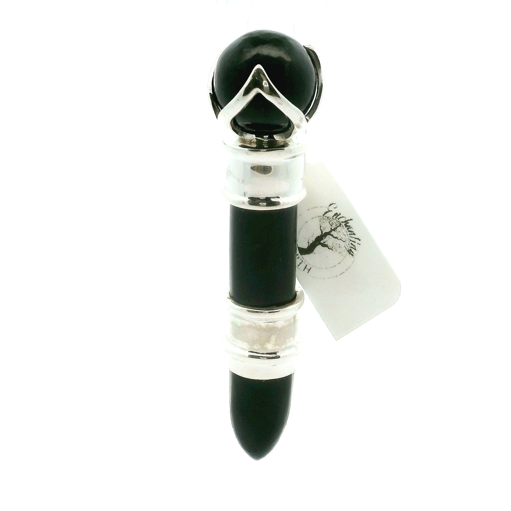 Black Tourmaline Wandlet .925 Silver for Protection and Energetic Purification