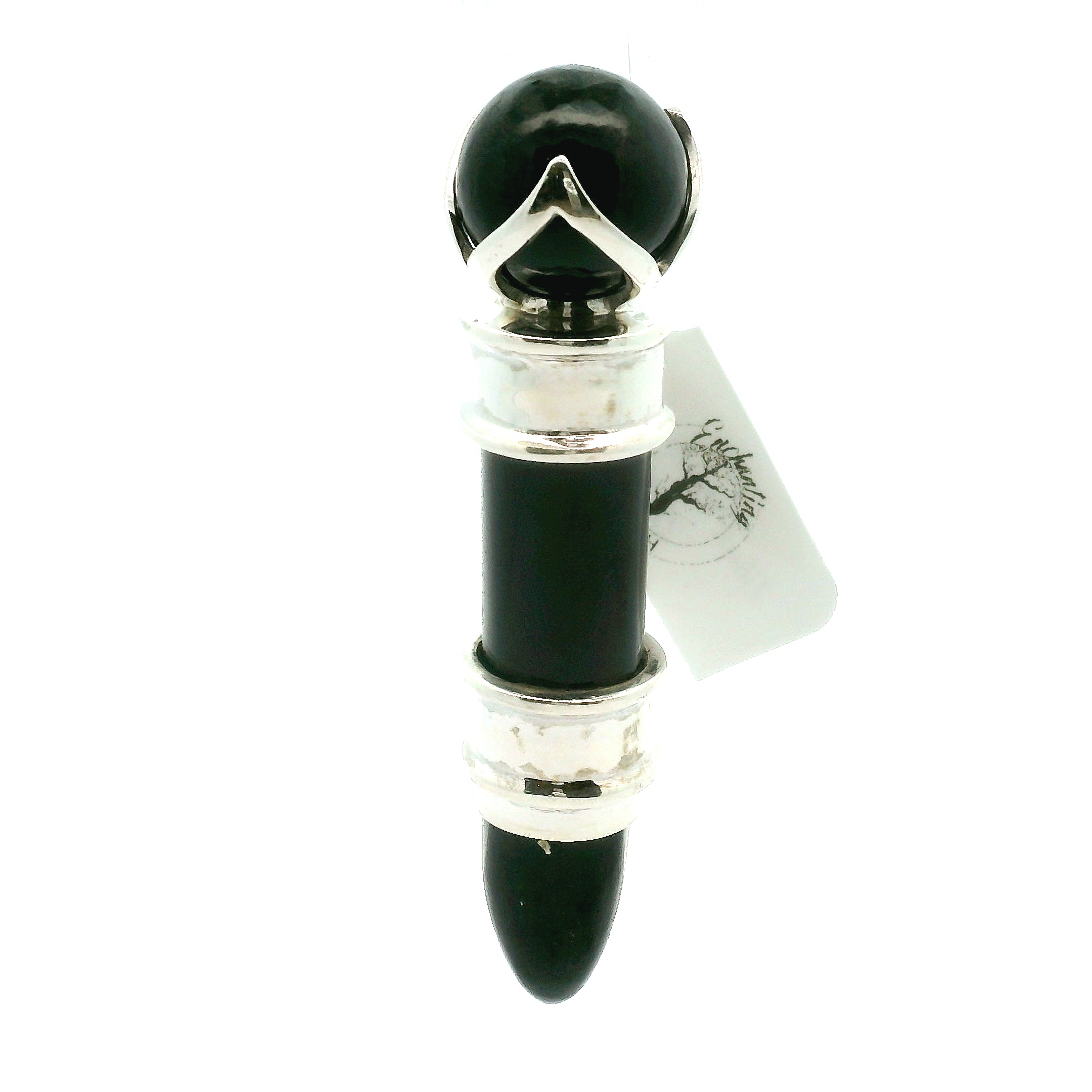 Black Tourmaline Wandlet .925 Silver for Protection and Energetic Purification