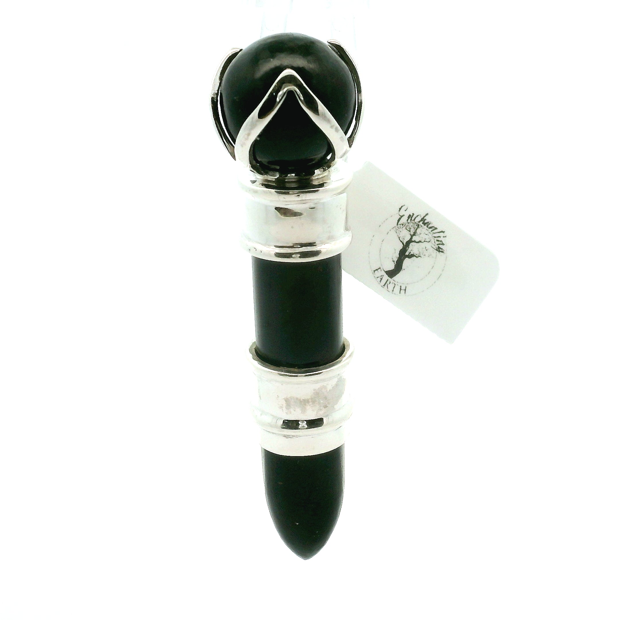 Black Tourmaline Wandlet .925 Silver for Protection and Energetic Purification