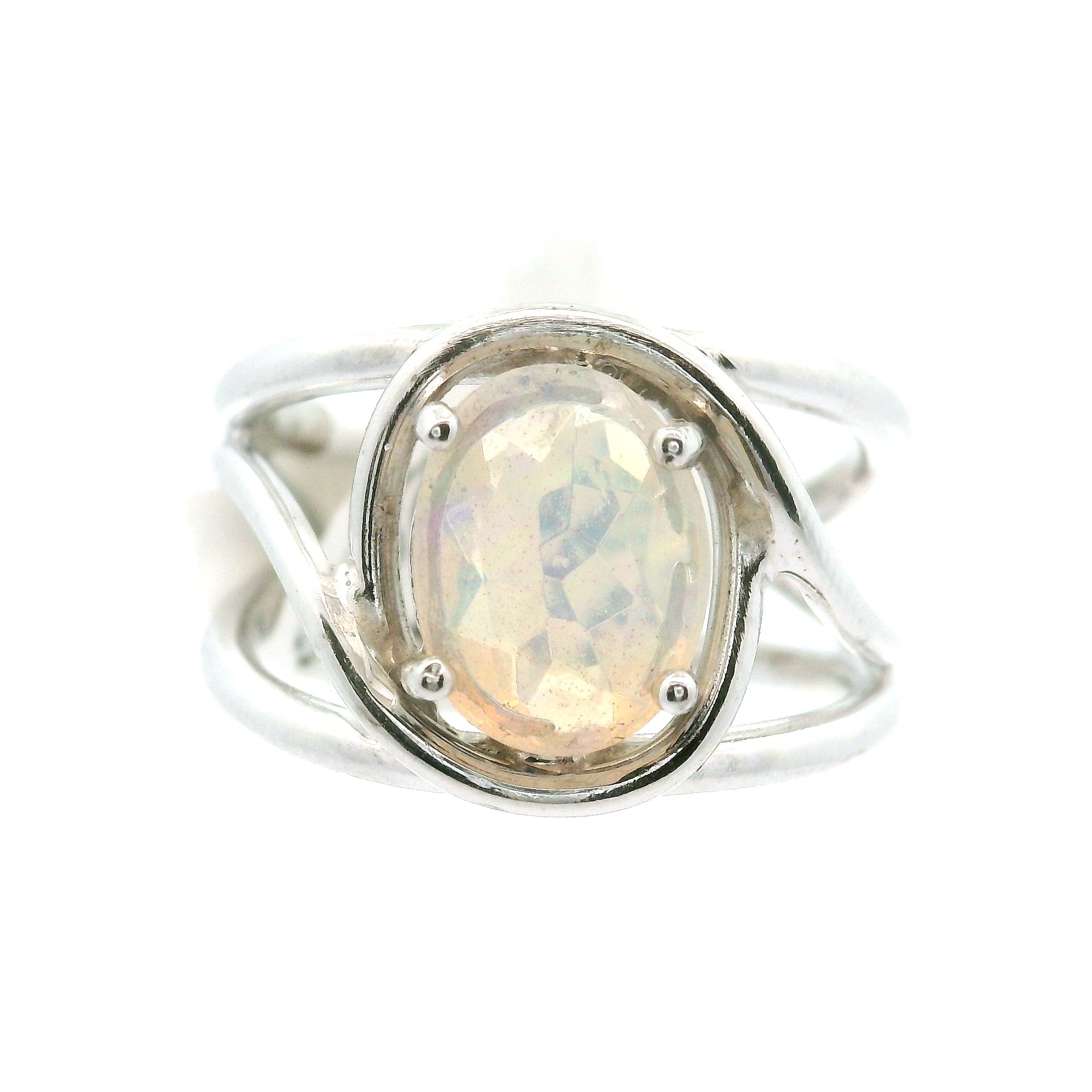 Ethiopian Opal Cuff Ring .925 Silver for Transformation and Energy Protection