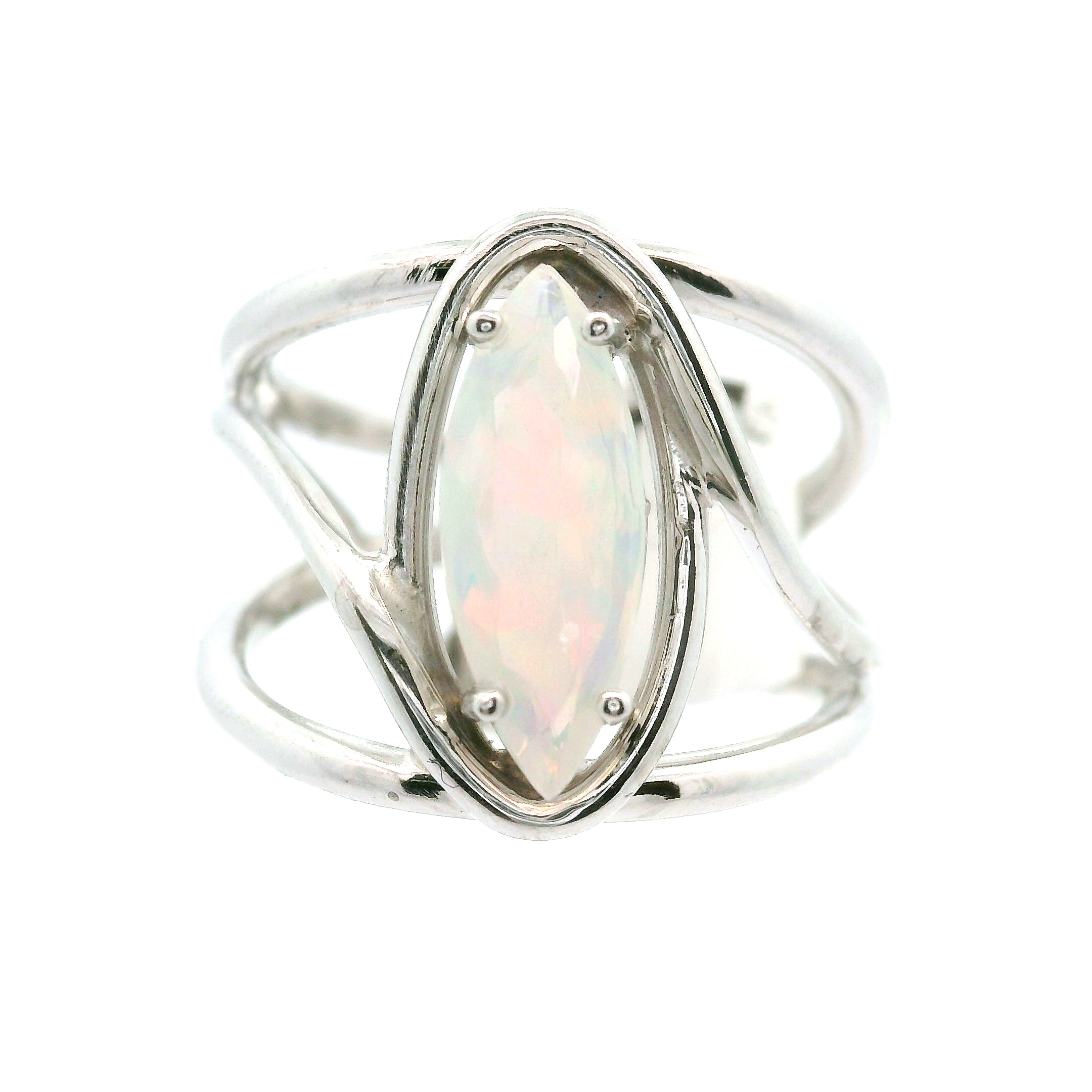 Ethiopian Opal Cuff Ring .925 Silver for Transformation and Energy Protection