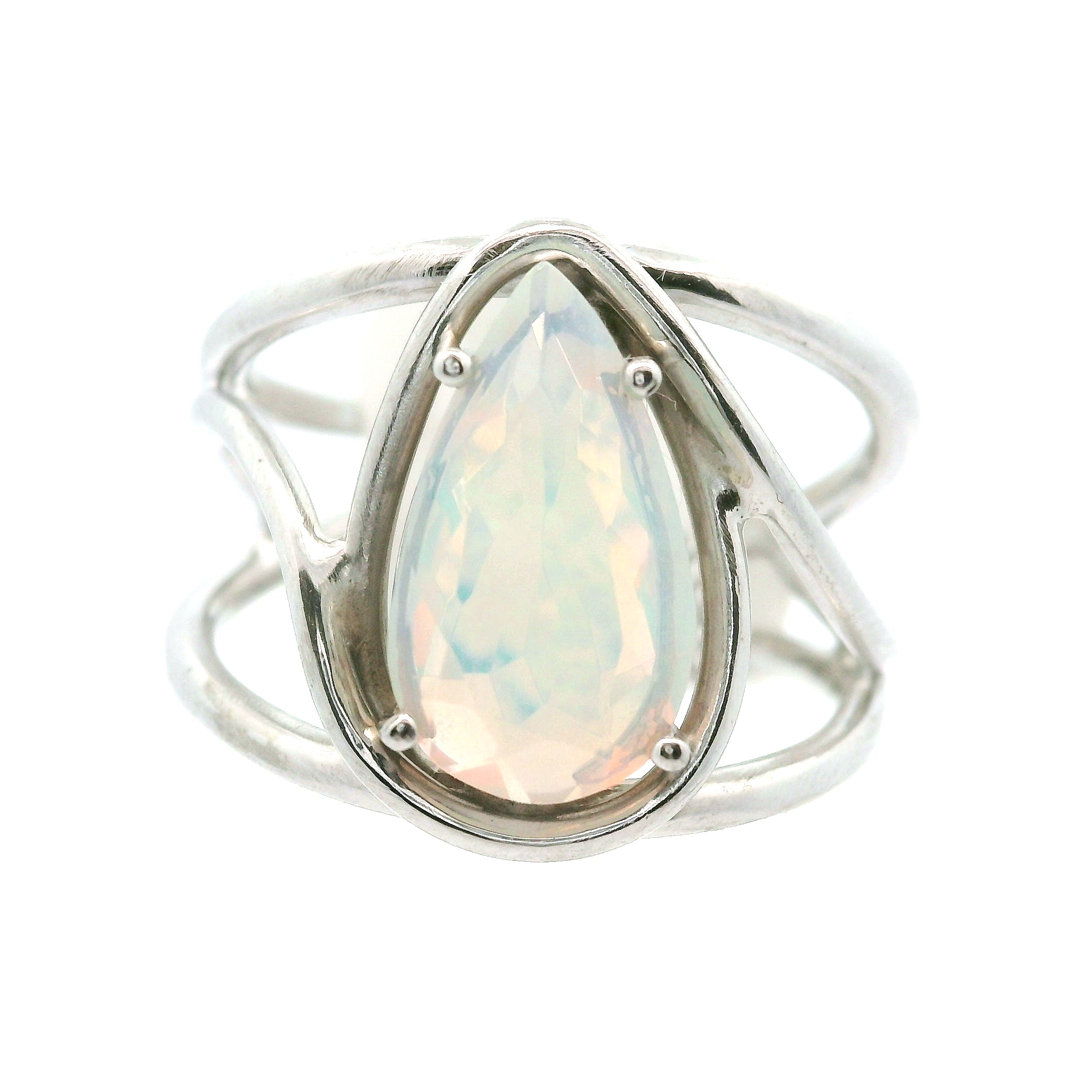 Ethiopian Opal Cuff Ring .925 Silver for Transformation and Energy Protection