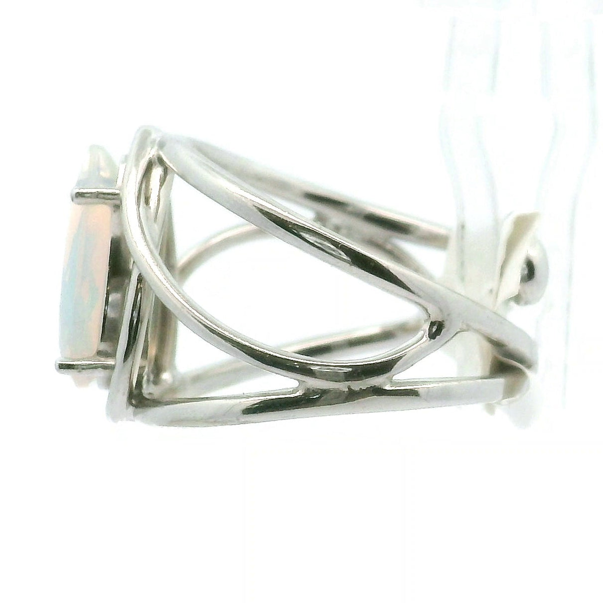 Ethiopian Opal Cuff Ring .925 Silver for Transformation and Energy Protection