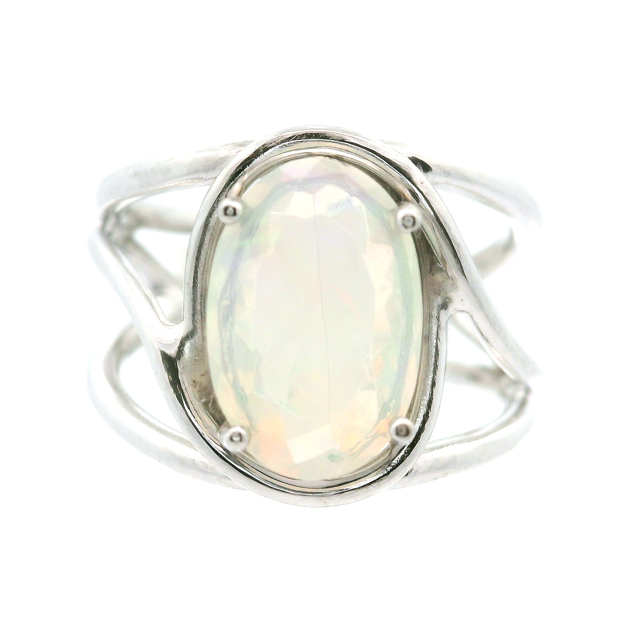 Ethiopian Opal Cuff Ring .925 Silver for Transformation and Energy Protection