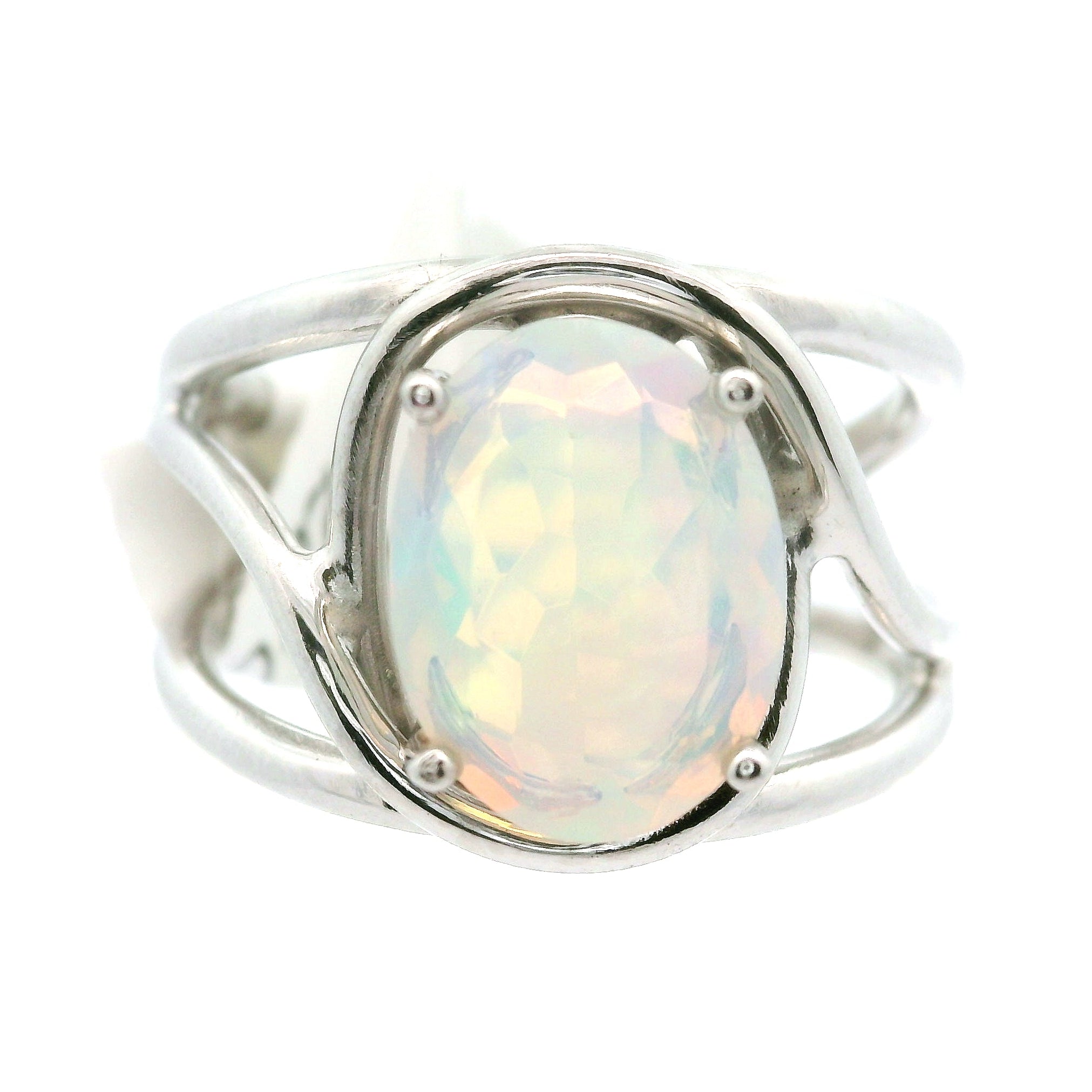 Ethiopian Opal Cuff Ring .925 Silver for Transformation and Energy Protection