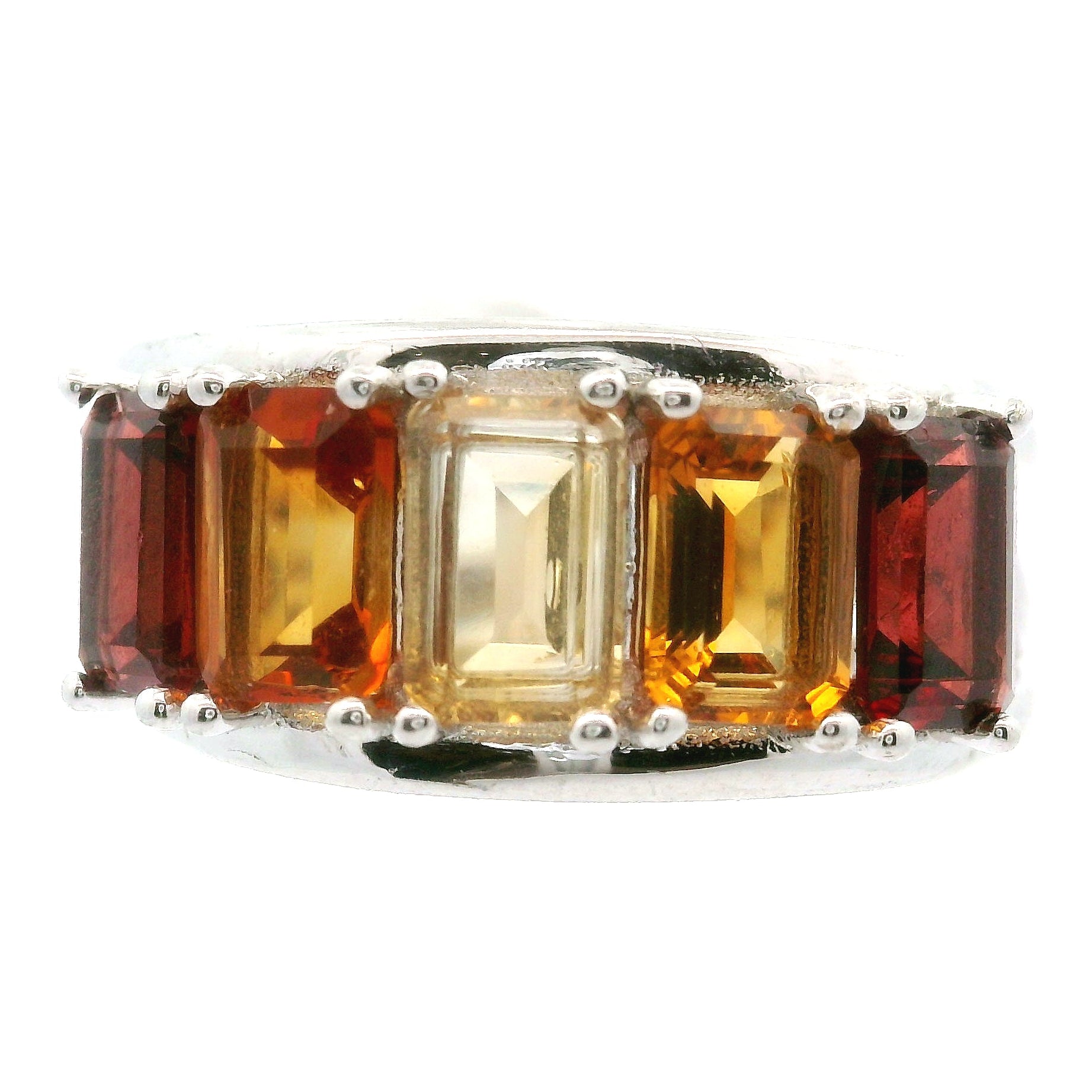 Multi Stone Emerald Cut Stacker Cuff Ring .925 Silver for Healing, Intention Setting and Manifesting your Desires