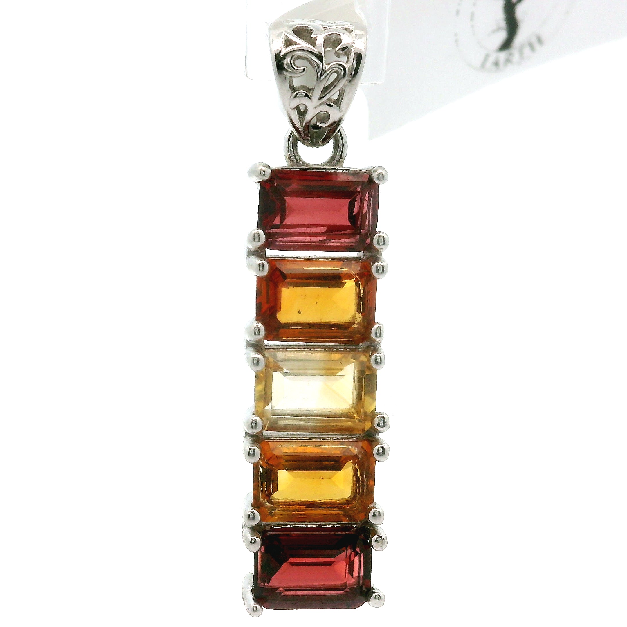 Multi Stone Emerald Cut Stacker Pendant .925 Silver for Healing, Intention Setting and Manifesting your Desires