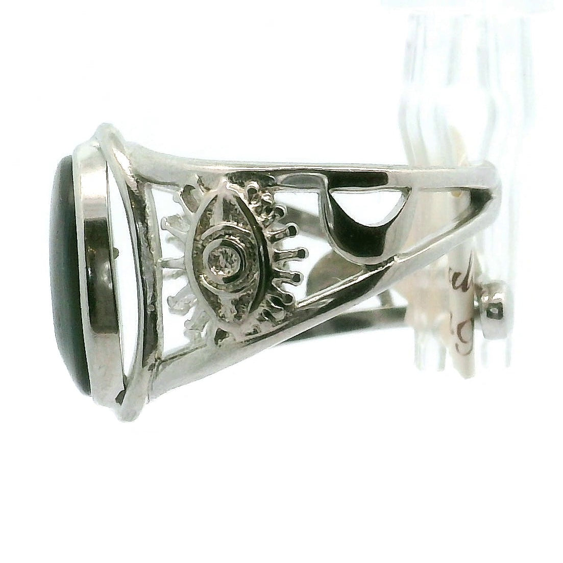 Evil Eye Cuff Ring 925 Silver for Good Luck and Protection