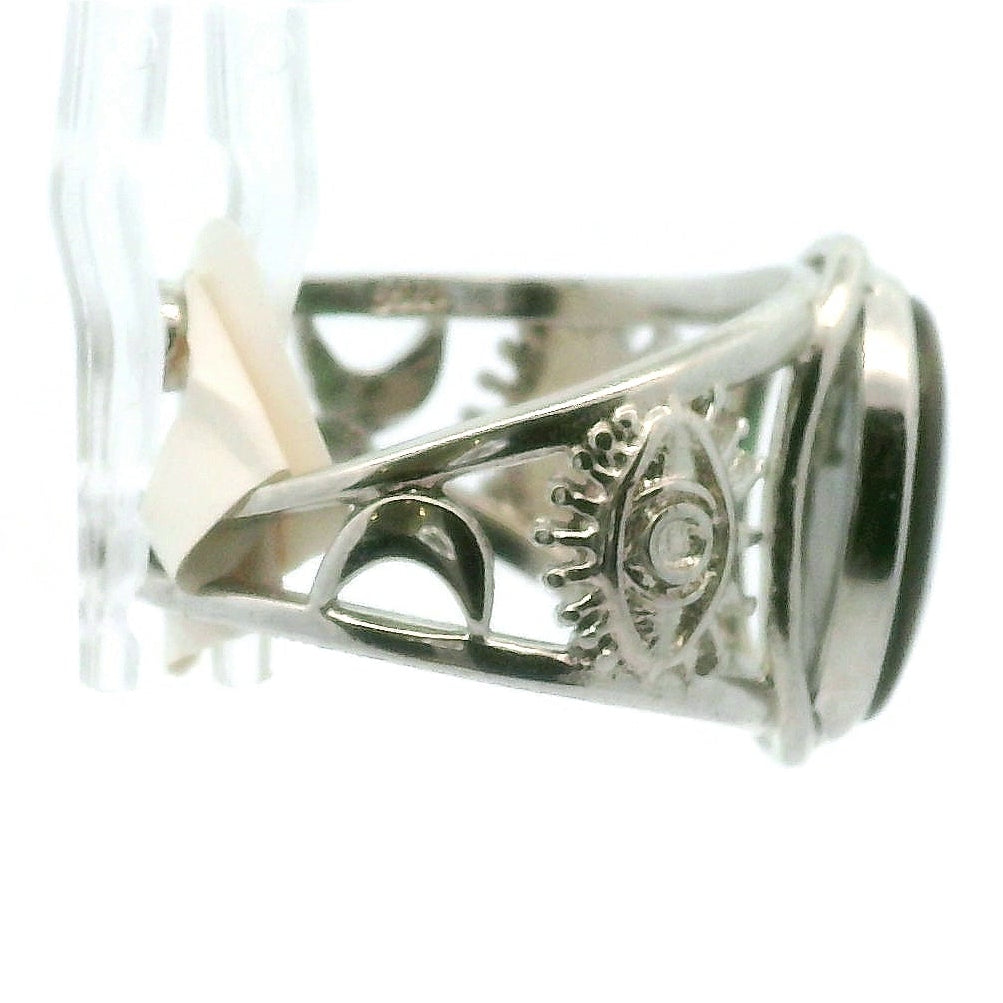 Evil Eye Cuff Ring 925 Silver for Good Luck and Protection