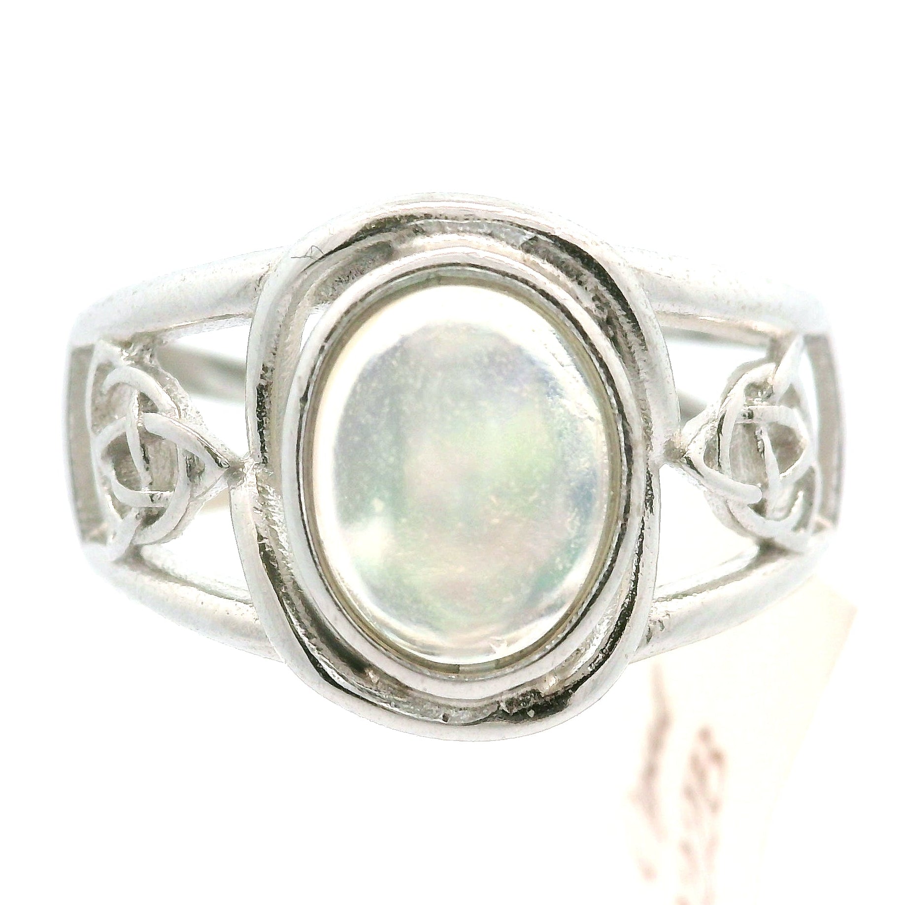 Ethiopian Opal Triquerta Cuff Ring .925 Sterling Silver for Manifesting, Joy and Transformation
