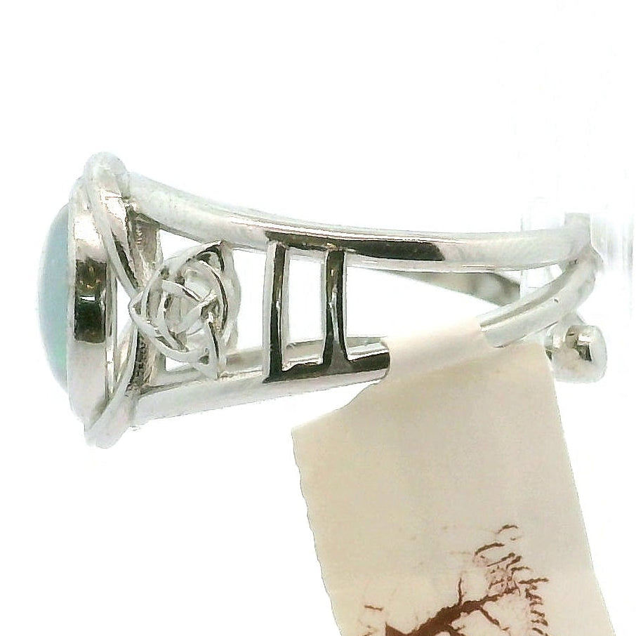Ethiopian Opal Triquerta Cuff Ring .925 Sterling Silver for Manifesting, Joy and Transformation