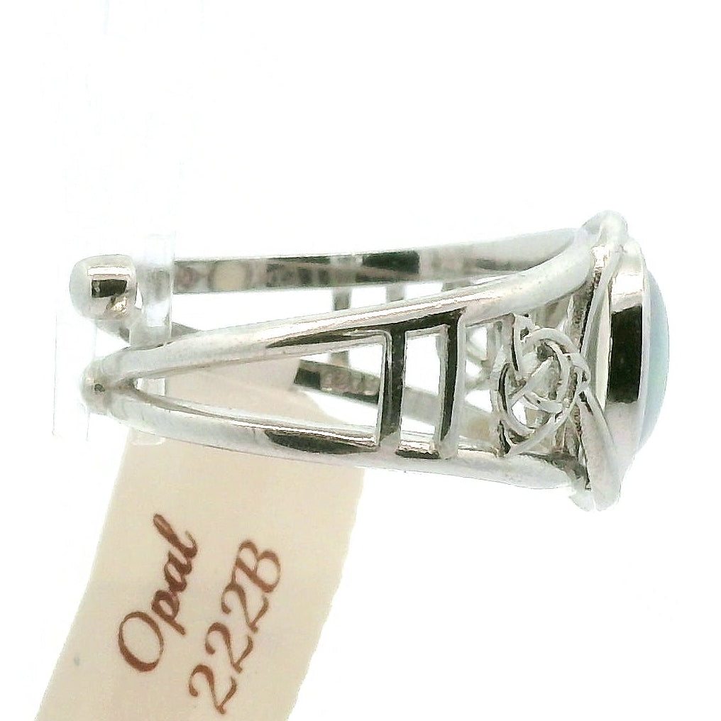 Ethiopian Opal Triquerta Cuff Ring .925 Sterling Silver for Manifesting, Joy and Transformation