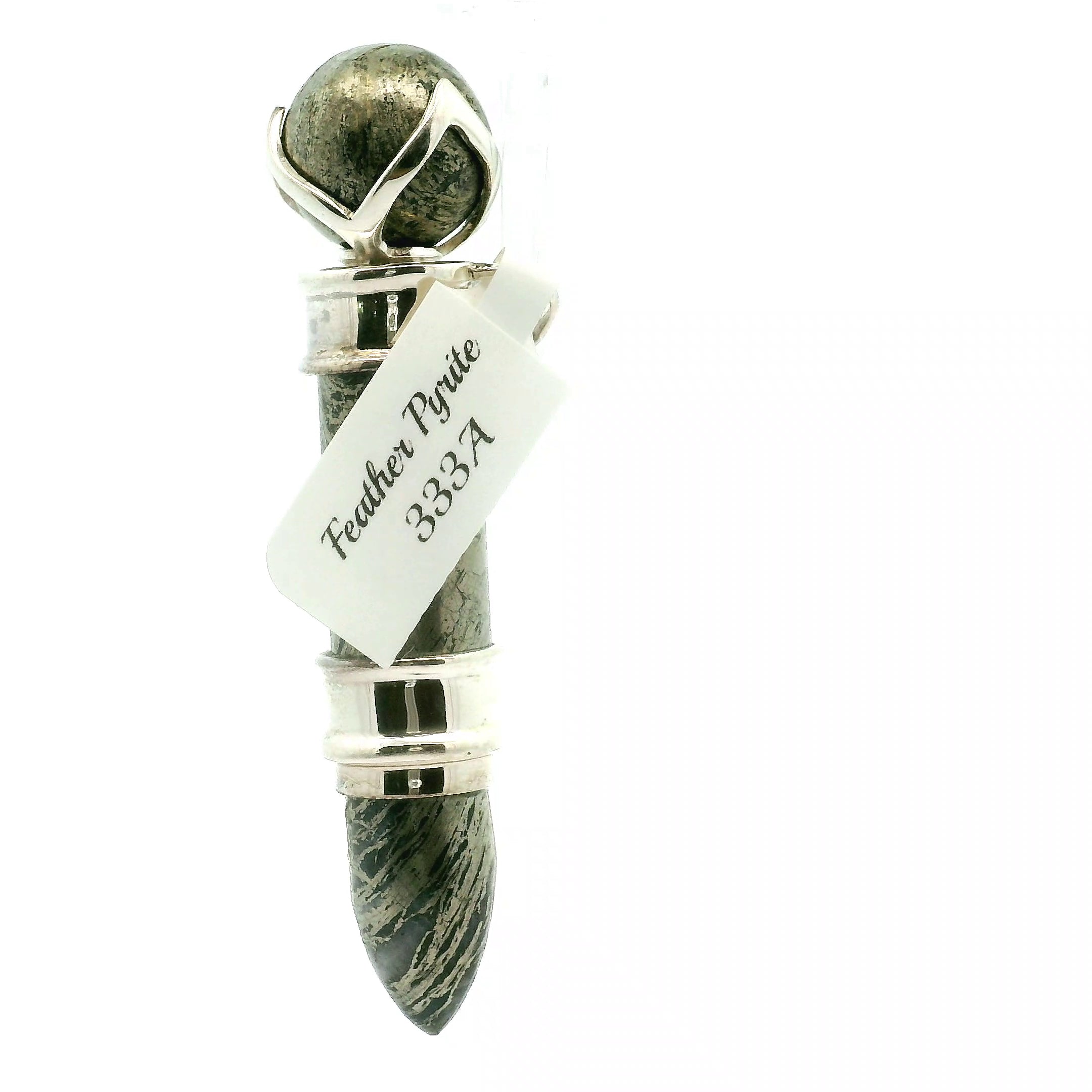 Feather Pyrite Wandlet .925 Silver for Confidence, Luck and Manifestation
