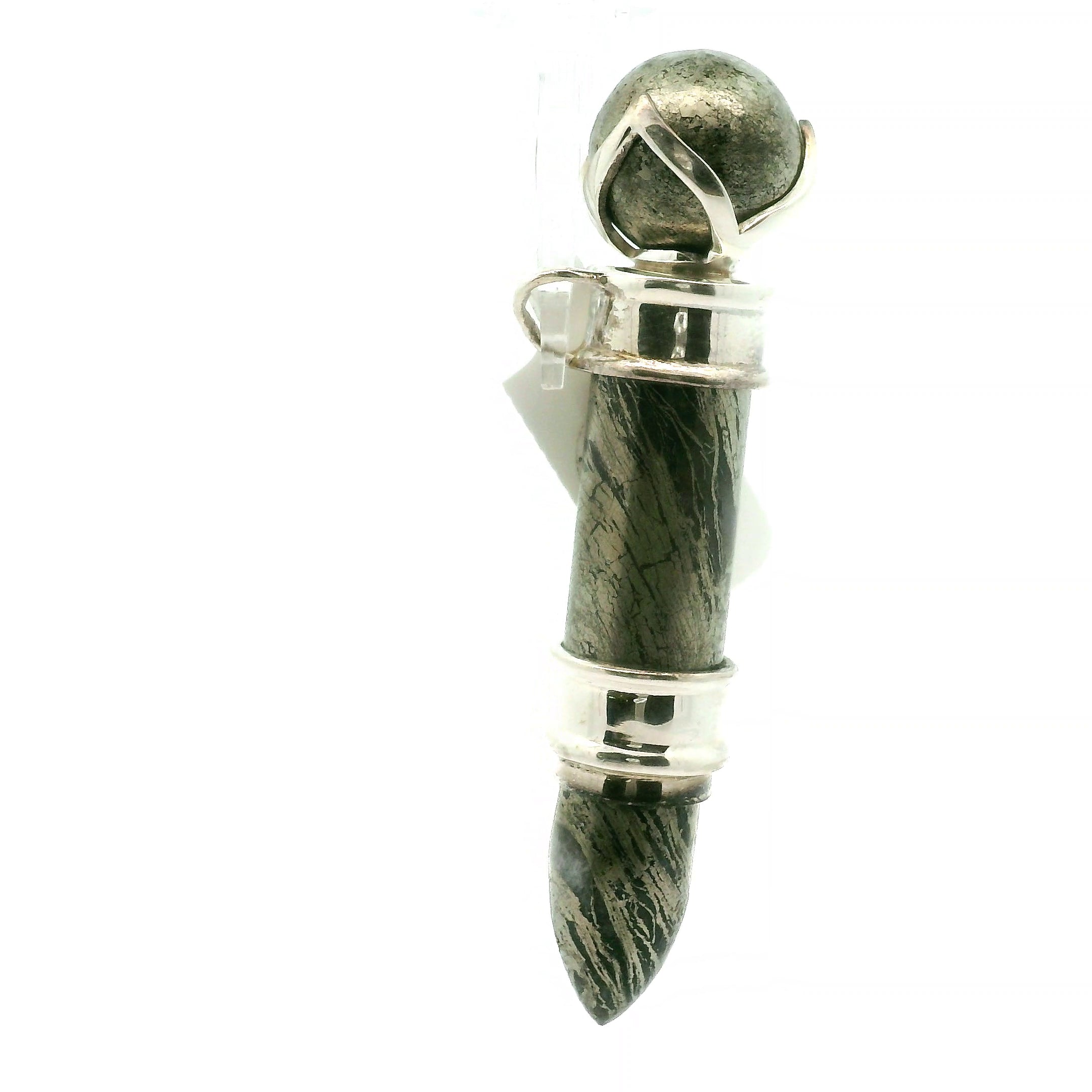 Feather Pyrite Wandlet .925 Silver for Confidence, Luck and Manifestation