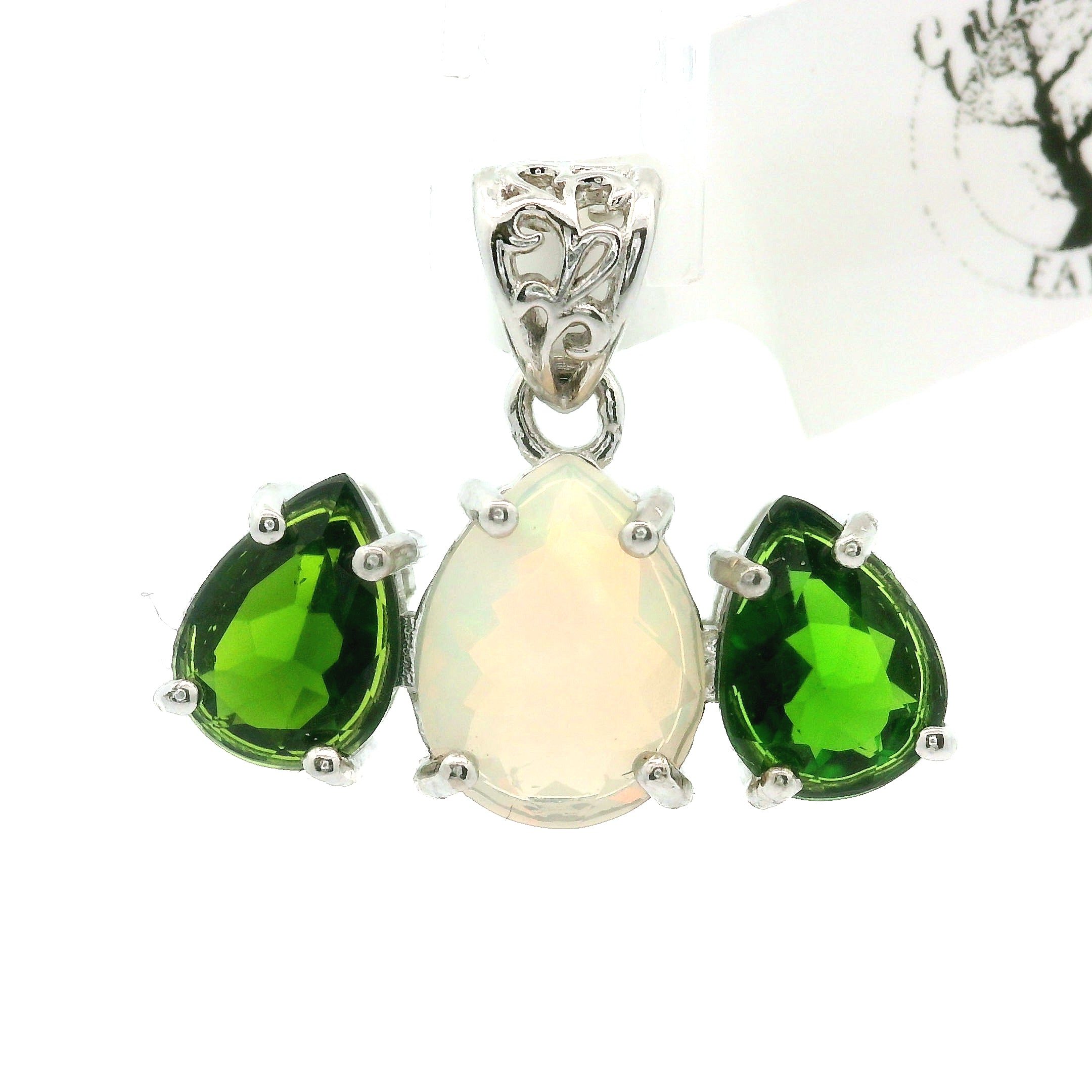 Triple Stone Enchanting Crown Pendant .925 Silver for Embracing your Power