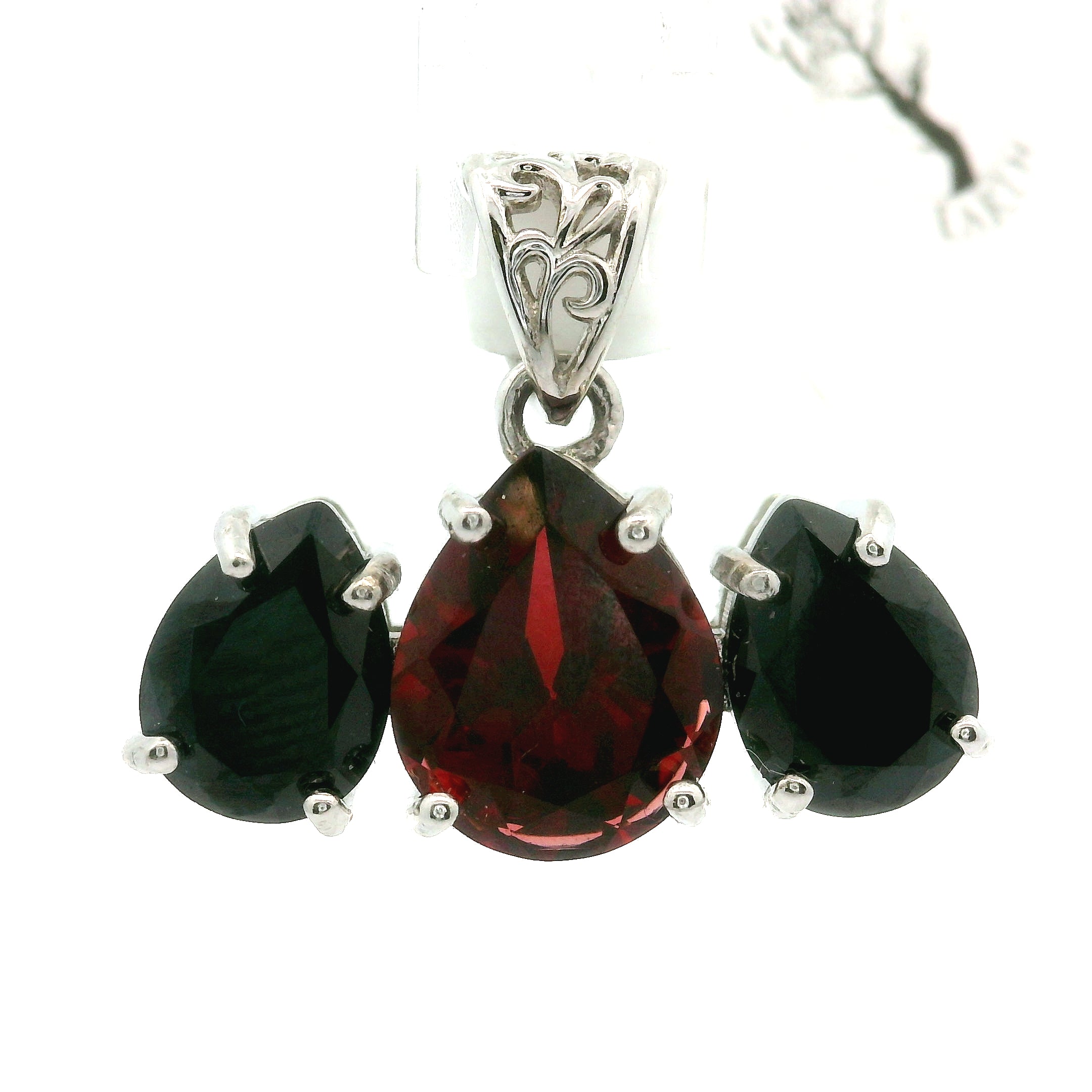Triple Stone Enchanting Crown Pendant .925 Silver for Embracing your Power