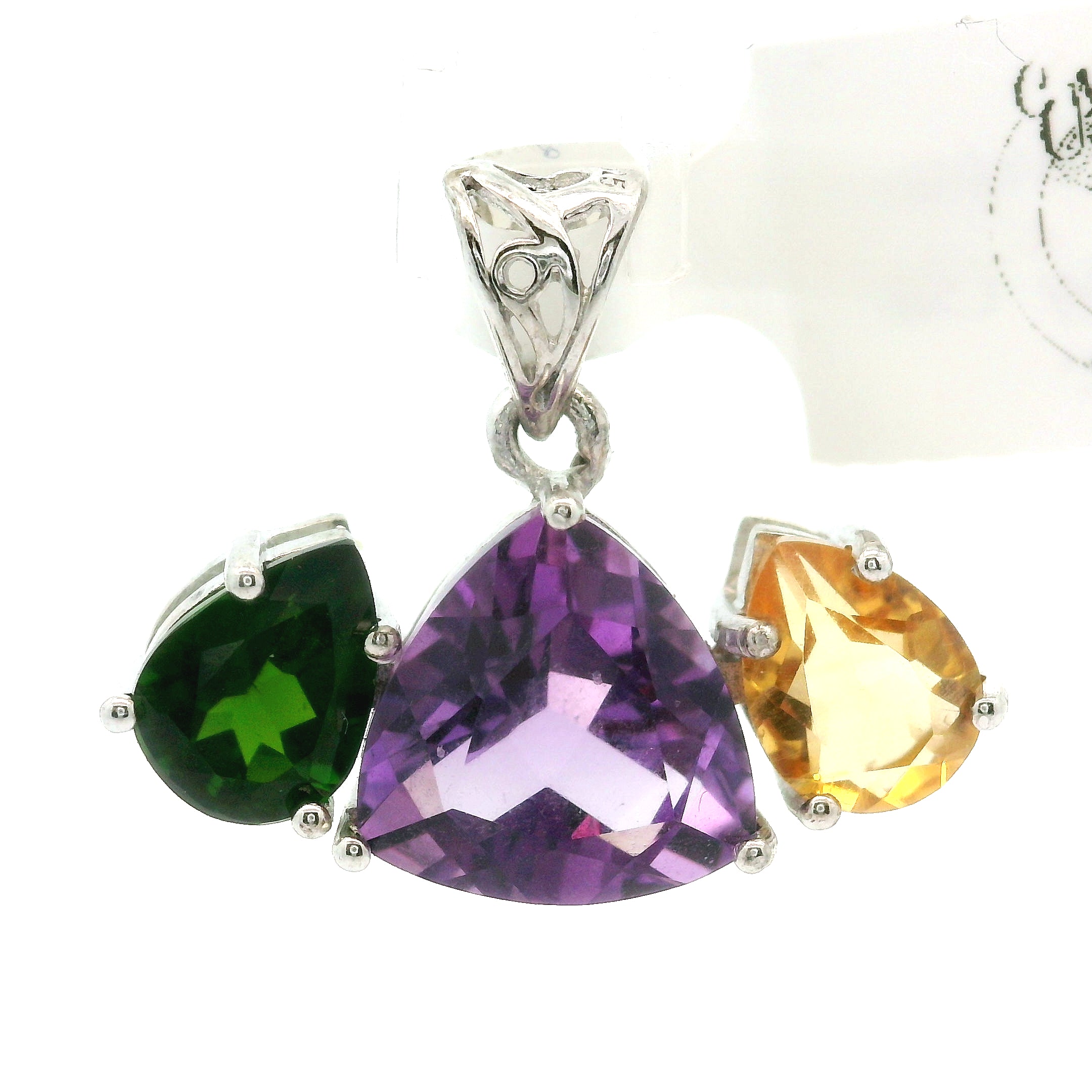 Triple Stone Enchanting Crown Pendant .925 Silver for Embracing your Power