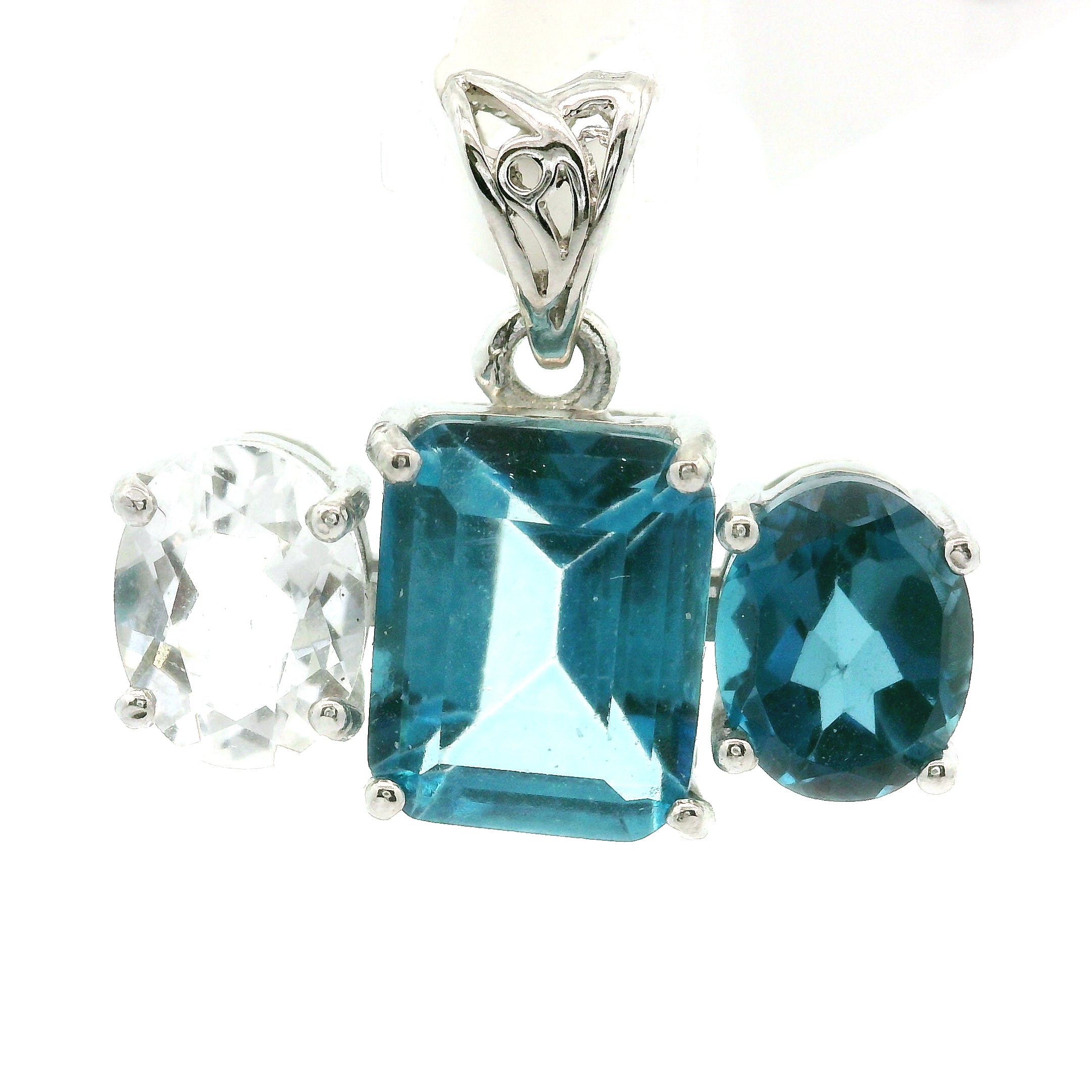 Triple Stone Enchanting Crown Pendant .925 Silver for Embracing your Power