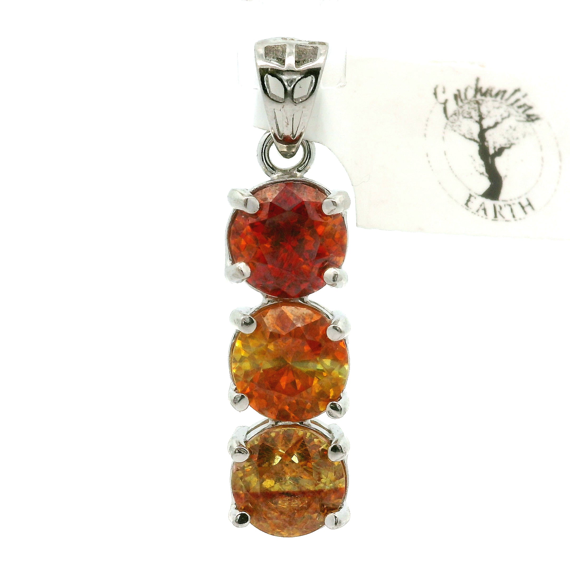 Sphalerite Triple Stone Pendant .925 Silver for Transformation, Self-Reflection and Acceptance