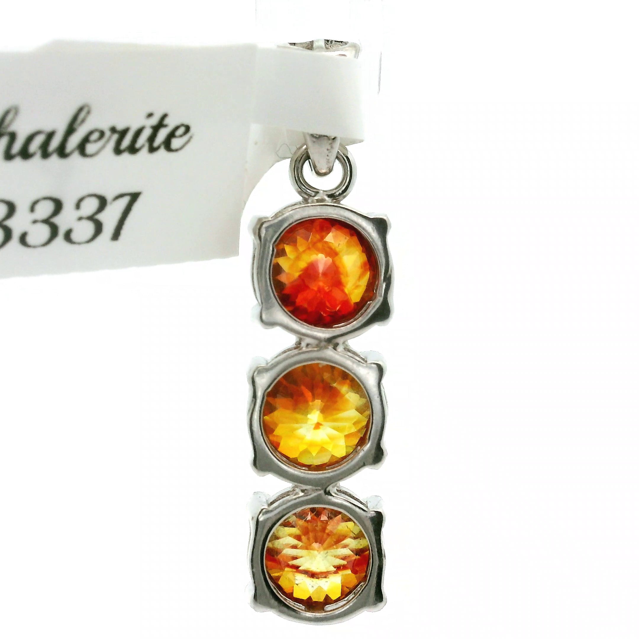 Sphalerite Triple Stone Pendant .925 Silver for Transformation, Self-Reflection and Acceptance