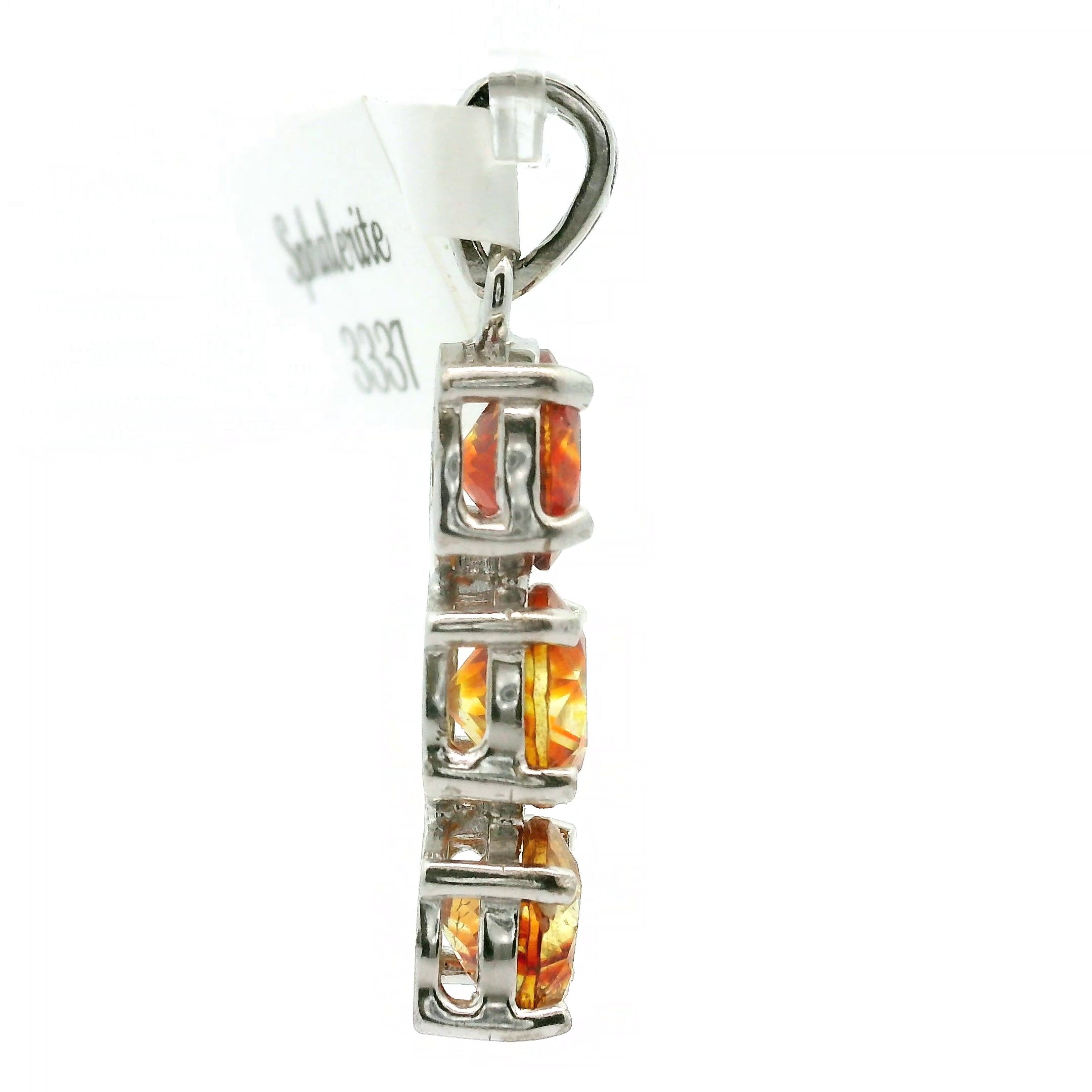 Sphalerite Triple Stone Pendant .925 Silver for Transformation, Self-Reflection and Acceptance
