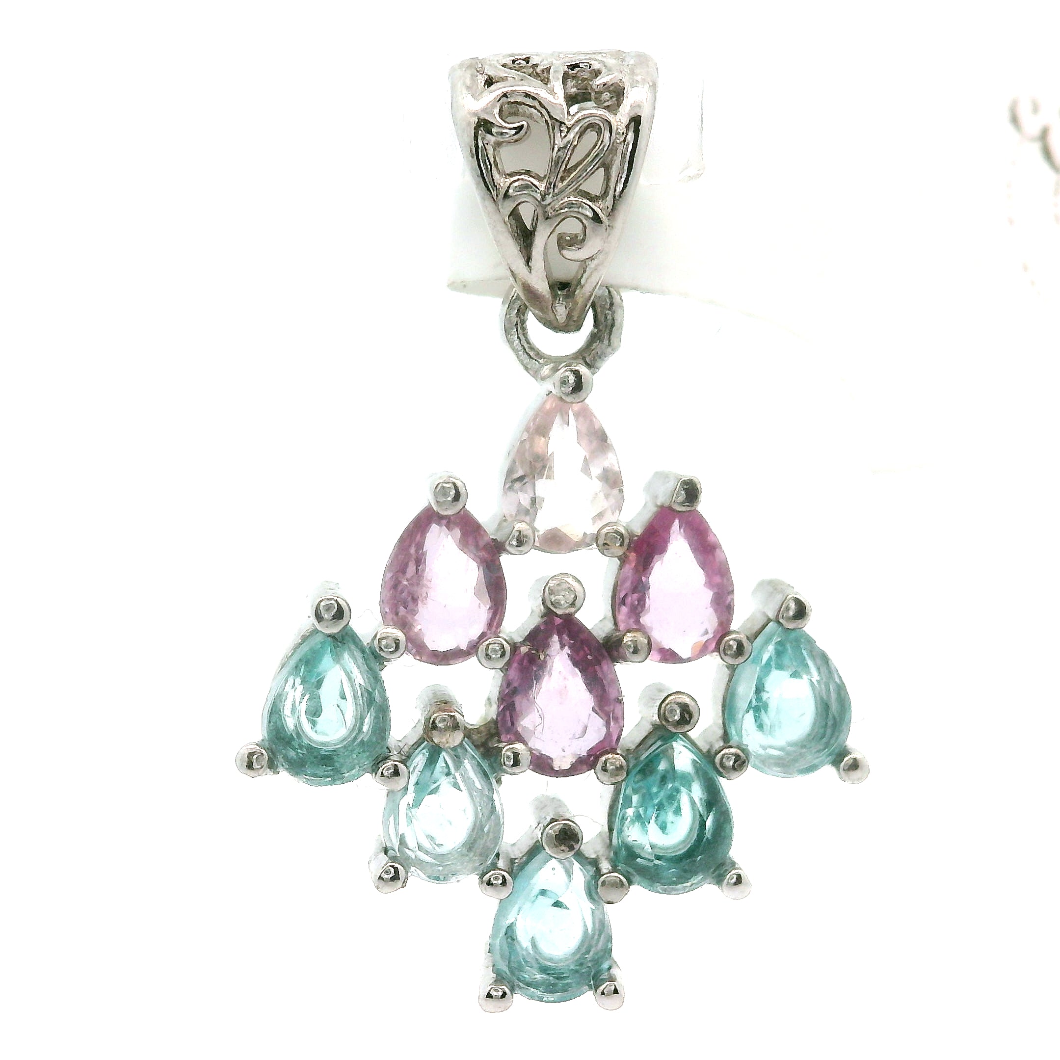 9 Stone Crystal Chandelier Pendant .925 Silver for Healing, Intention Setting and Manifesting your Desires