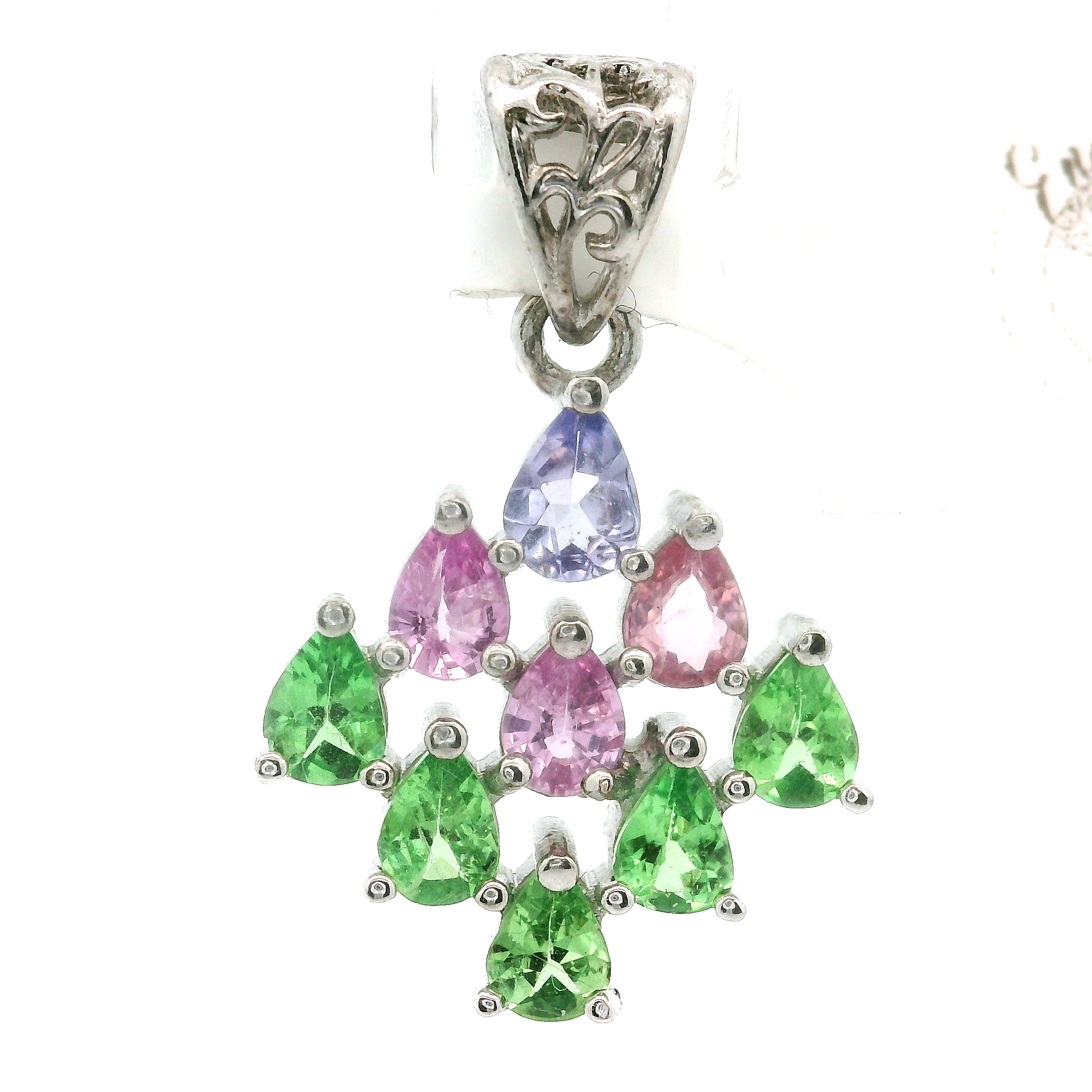 9 Stone Crystal Chandelier Pendant .925 Silver for Healing, Intention Setting and Manifesting your Desires