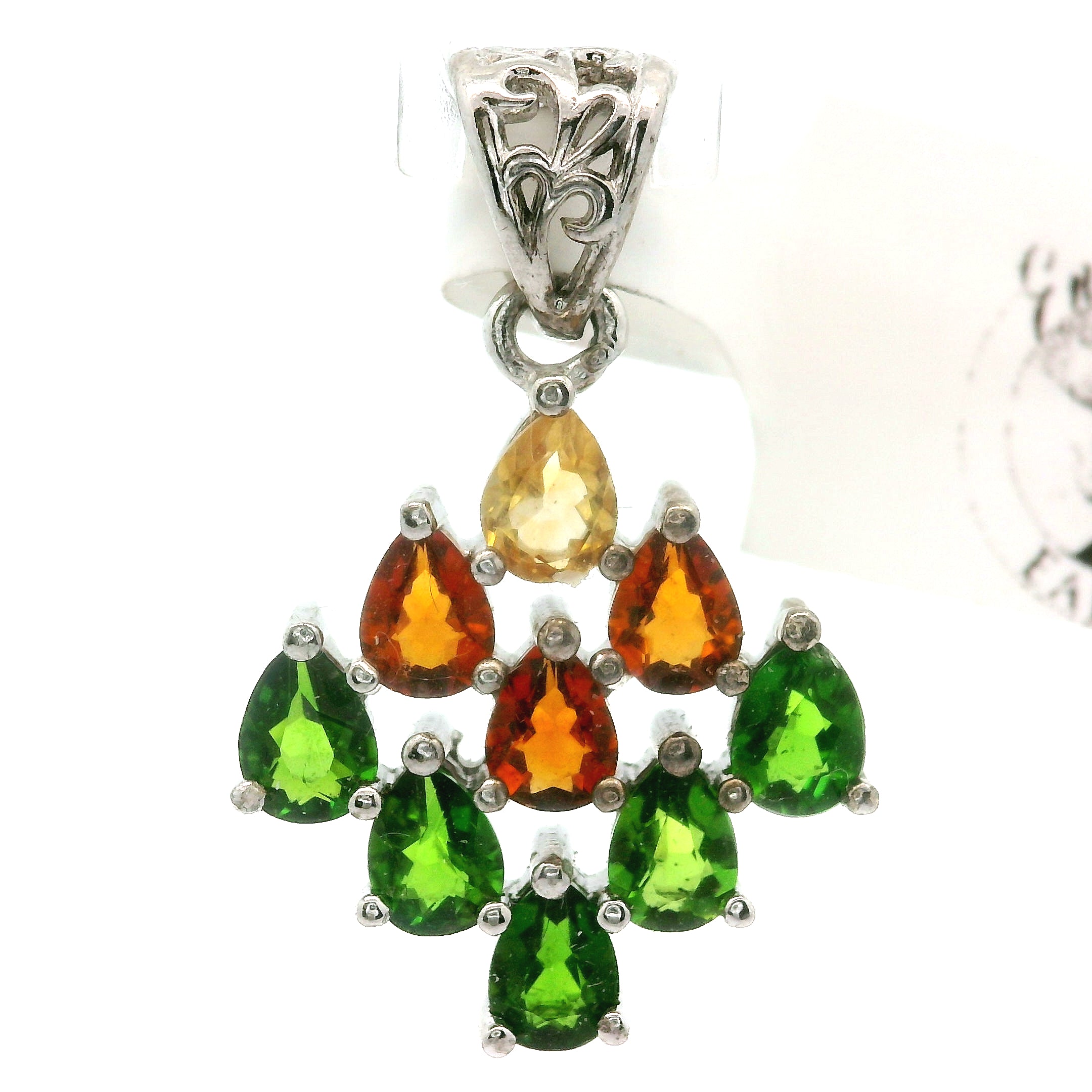 9 Stone Crystal Chandelier Pendant .925 Silver for Healing, Intention Setting and Manifesting your Desires