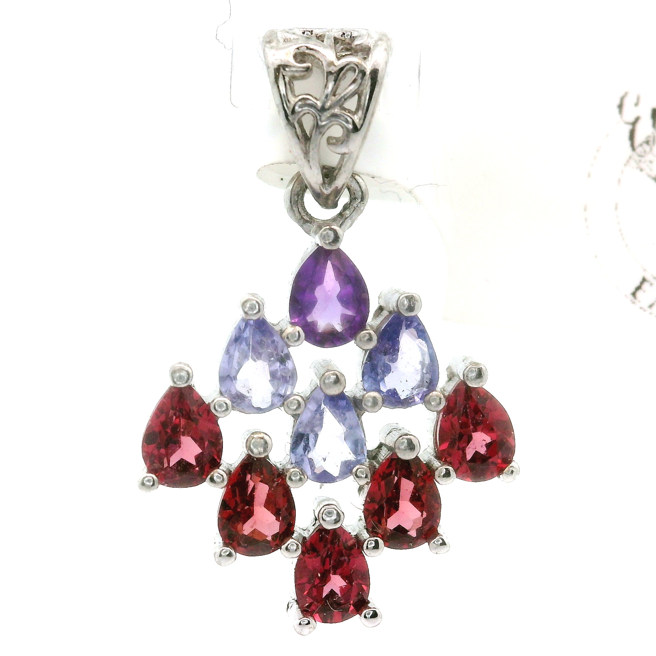 9 Stone Crystal Chandelier Pendant .925 Silver for Healing, Intention Setting and Manifesting your Desires