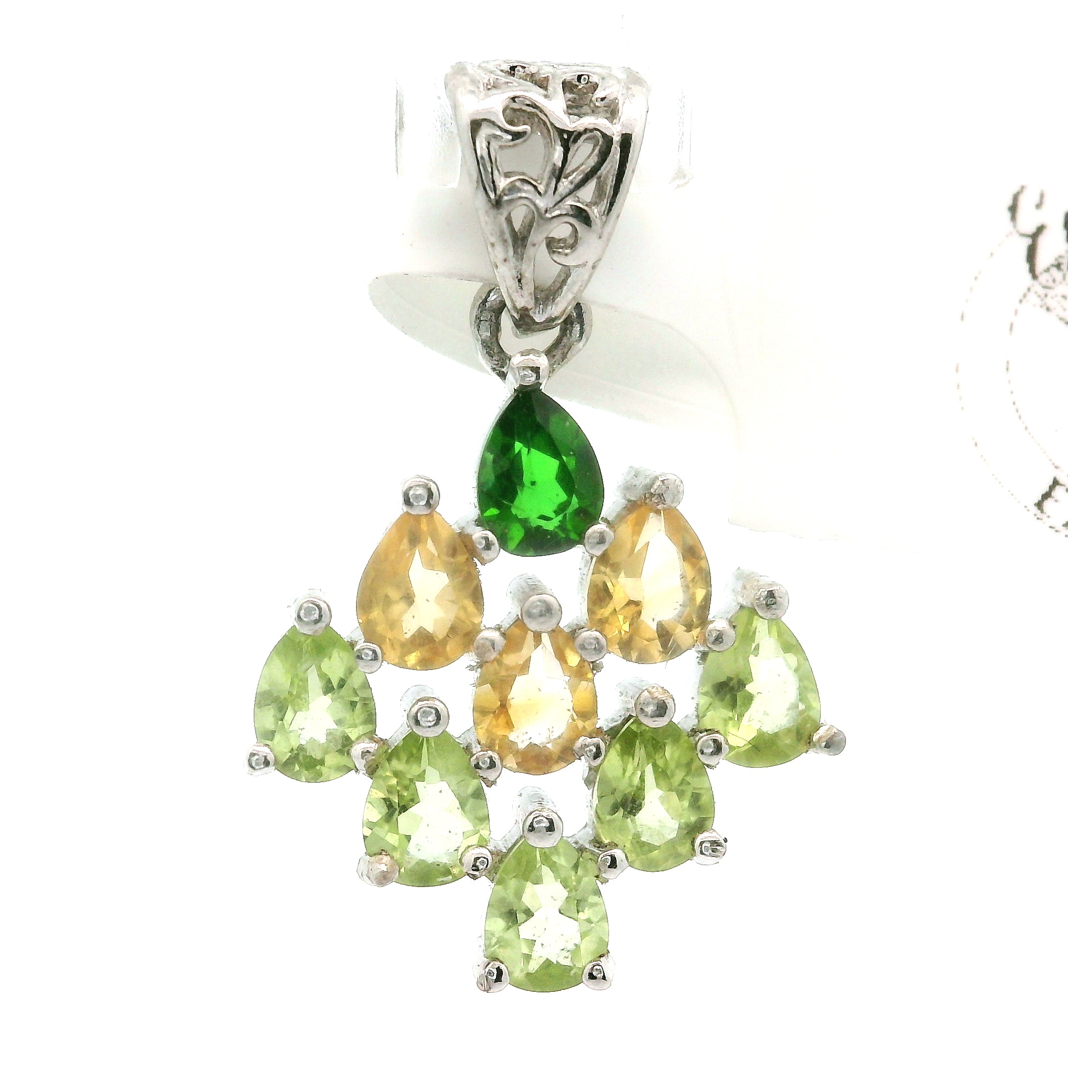 9 Stone Crystal Chandelier Pendant .925 Silver for Healing, Intention Setting and Manifesting your Desires