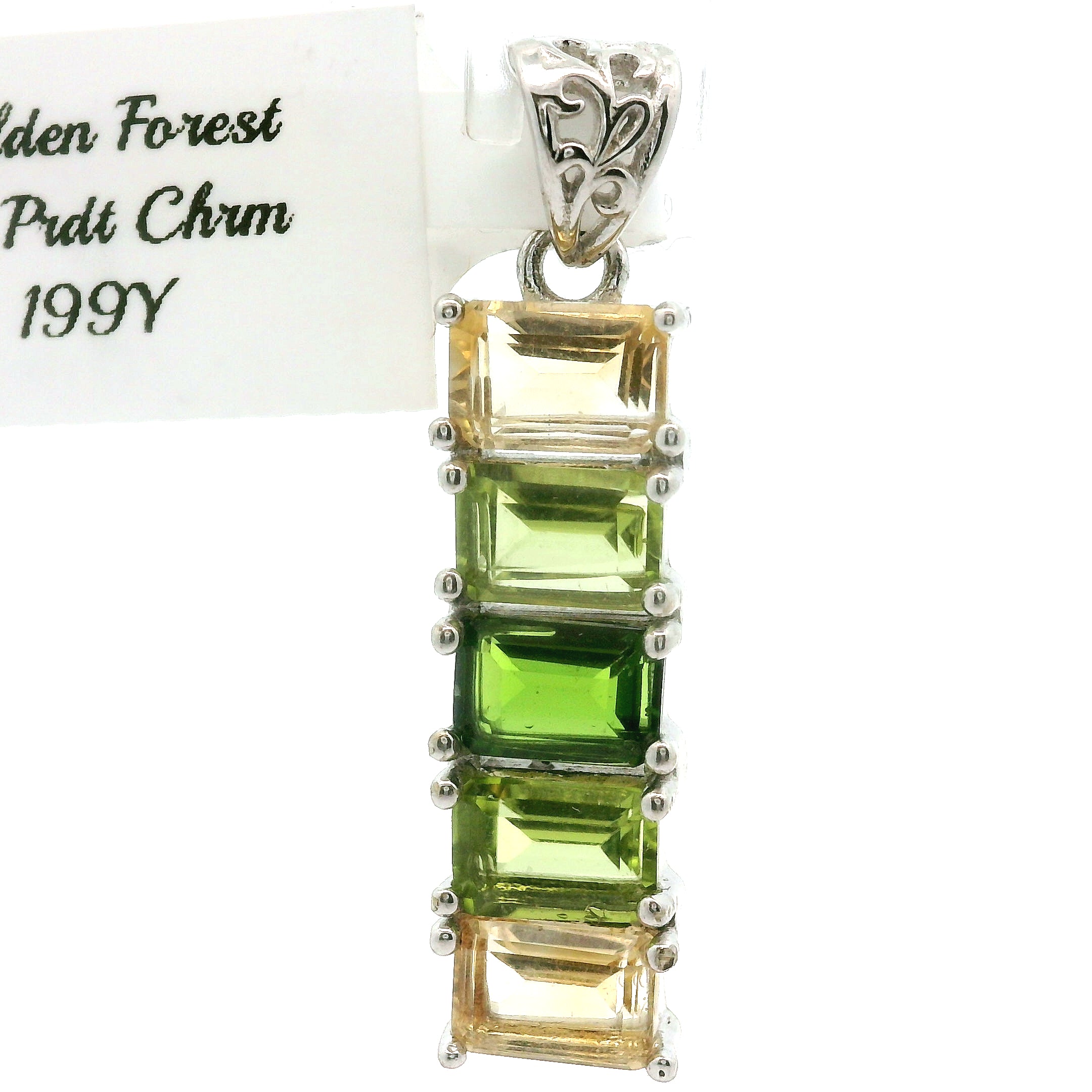 Multi Stone Emerald Cut Stacker Pendant .925 Silver for Healing, Intention Setting and Manifesting your Desires