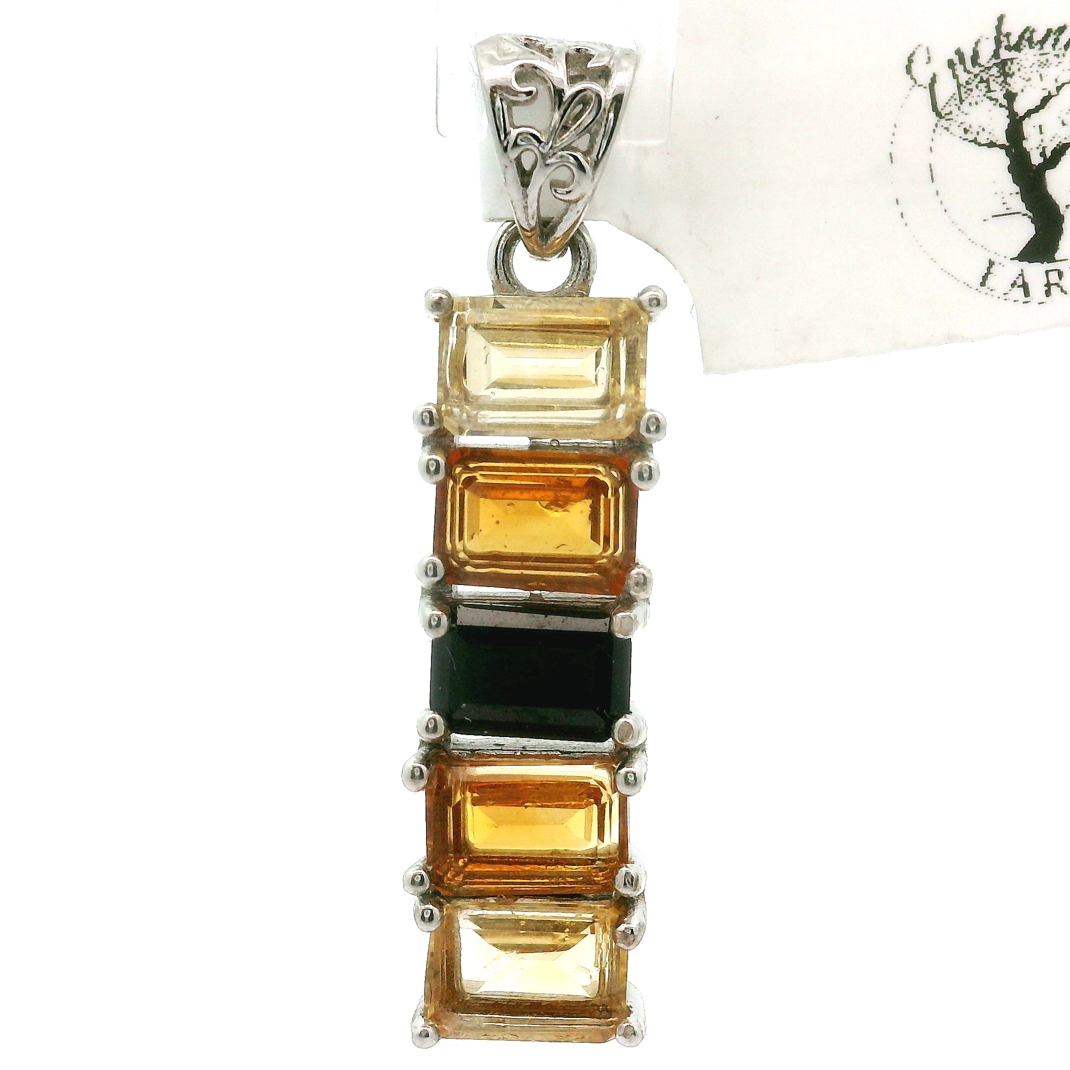 Multi Stone Emerald Cut Stacker Pendant .925 Silver for Healing, Intention Setting and Manifesting your Desires