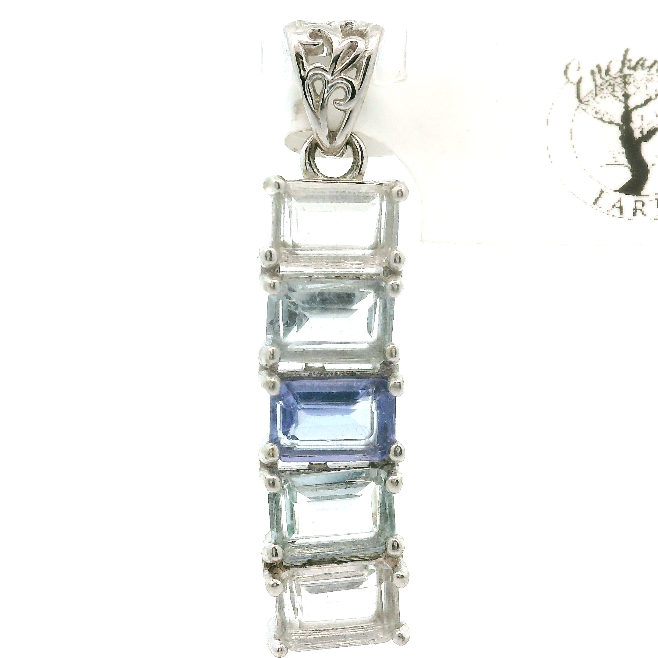 Multi Stone Emerald Cut Stacker Pendant .925 Silver for Healing, Intention Setting and Manifesting your Desires
